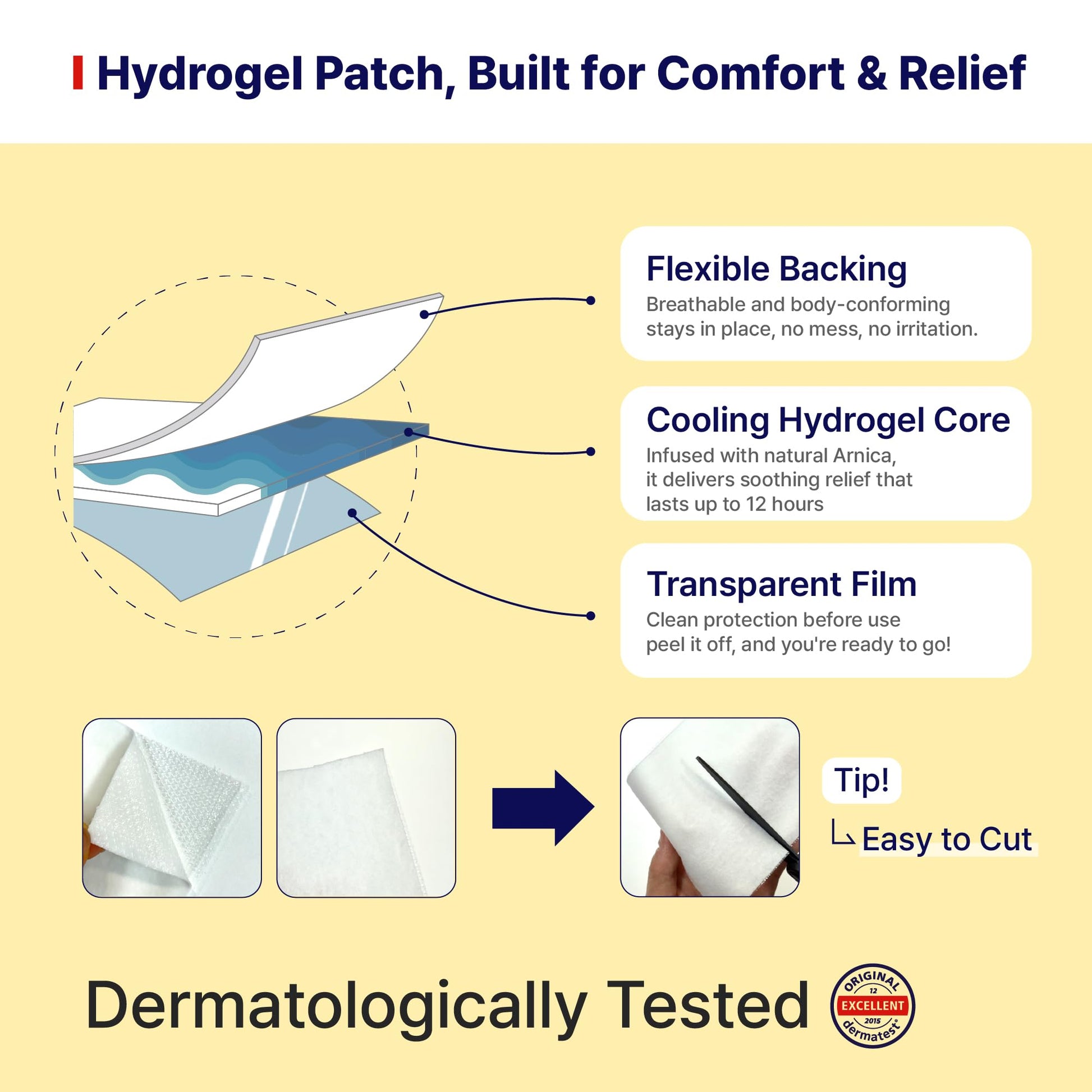 Arnica Hydrogel Pain Relief Patches | Natural Relief for Muscle, Joint, Bruises & Swelling | Flexible, Non-Greasy & Long-Lasting | Great for Back, Knee & Neck Pain (3.9"x4.7", 10, Count) Wooshin Labottach buy supplements canada