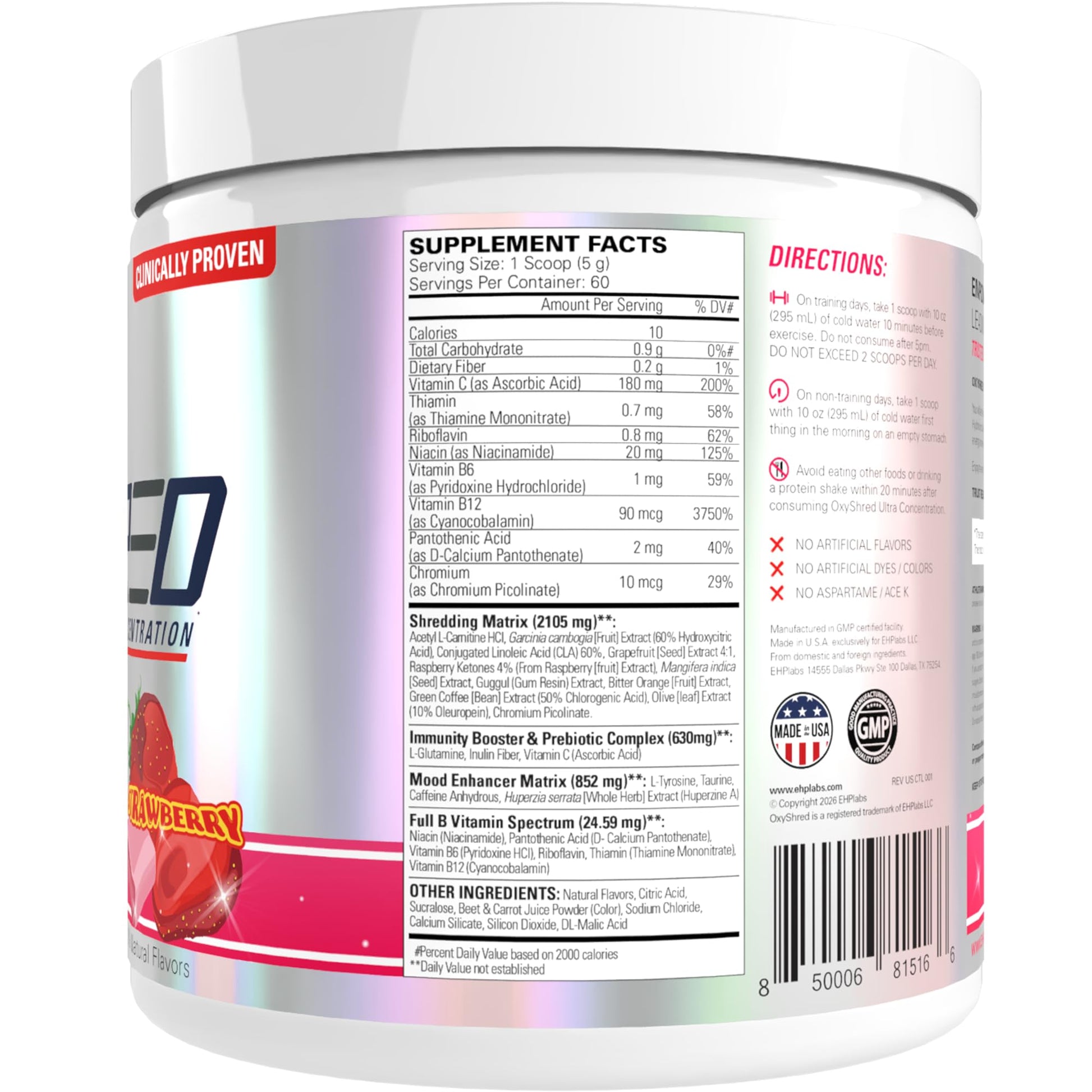 EHP Labs OxyShred Pre Workout Powder - Preworkout Powder with L Glutamine & Acetyl L Carnitine, Energy Boost Drink - Cosmic Blast, 60 Servings EHP Labs buy supplements canada