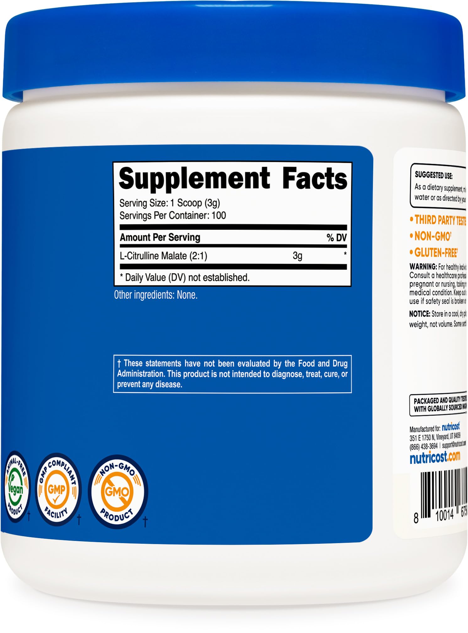 Nutricost L-Citrulline Malate (2:1) Powder (300 Grams) Nutricost buy supplements canada