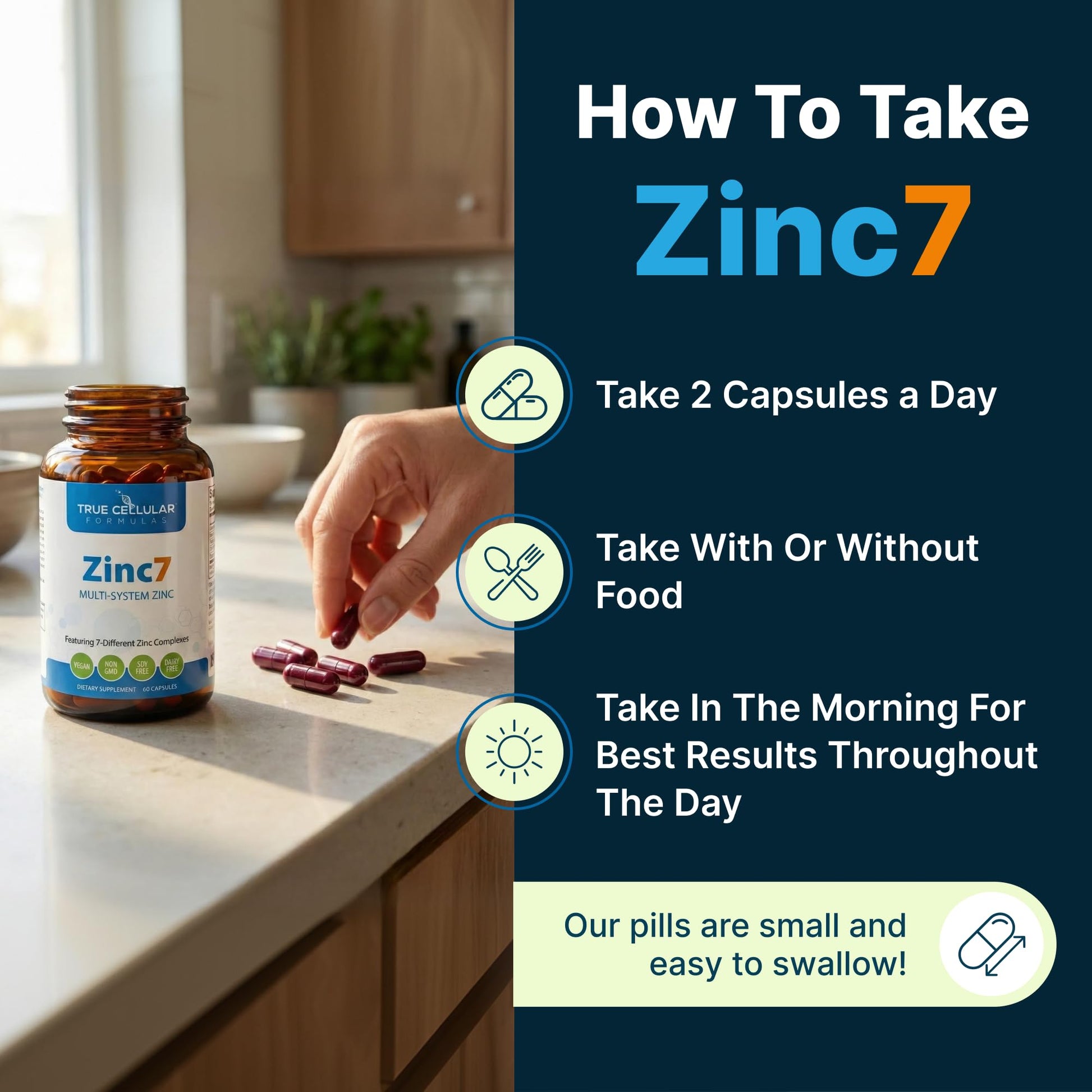 Zinc7: 7-in-1 Zinc Complex 50mg - Maximum Absorption for Immune Defense, Deep Sleep & All-Day Energy | Hormone Balance, Mental Focus True Cellular Formulas buy supplements canada