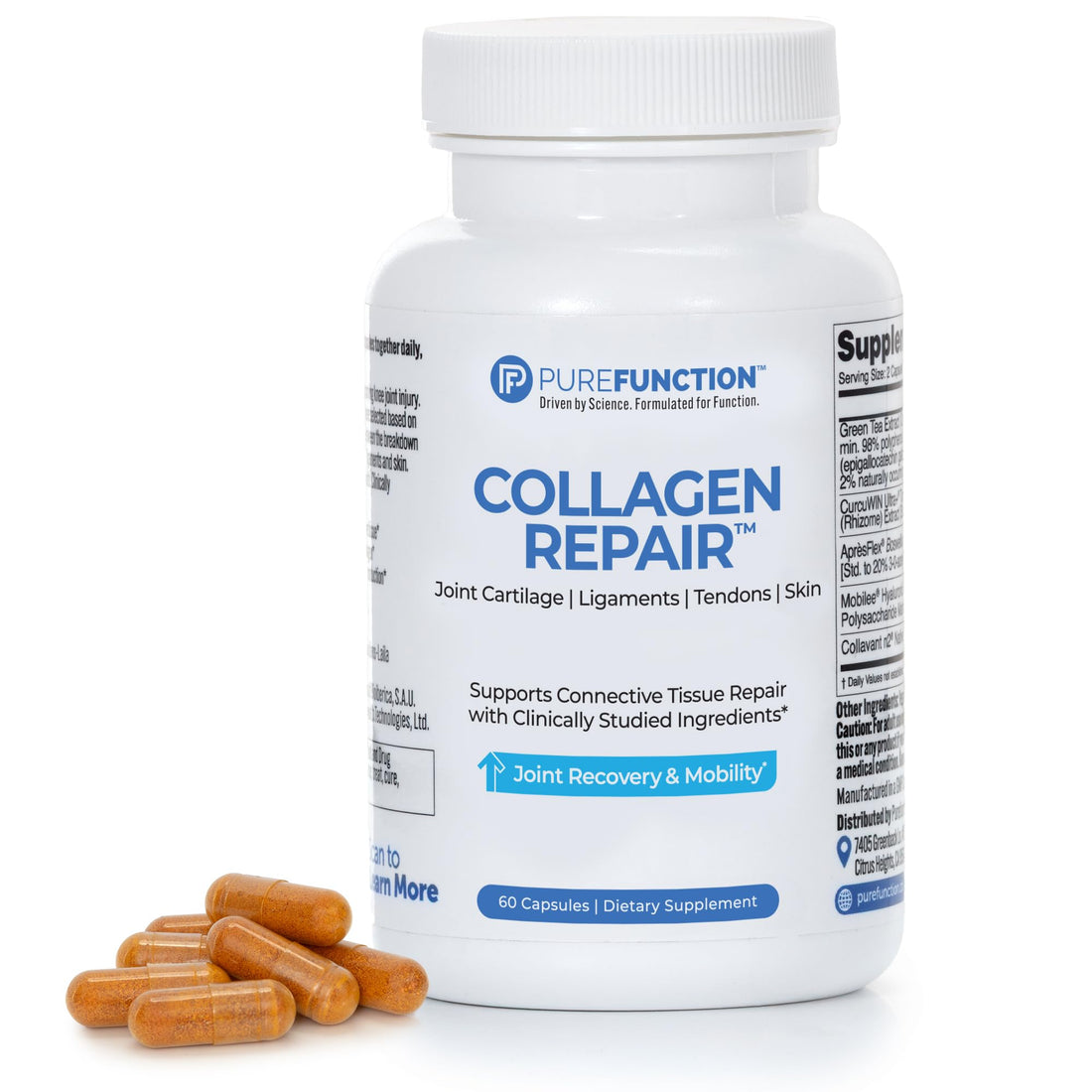 PUREFUNCTION Collagen Repair Joint Support Supplement - Boswellia, Turmeric, Hyaluronic Acid, EGCG, and Undenatured Collagen for Joint Maintenance and Repair - 60 Capsules PUREFUNCTION buy supplements canada