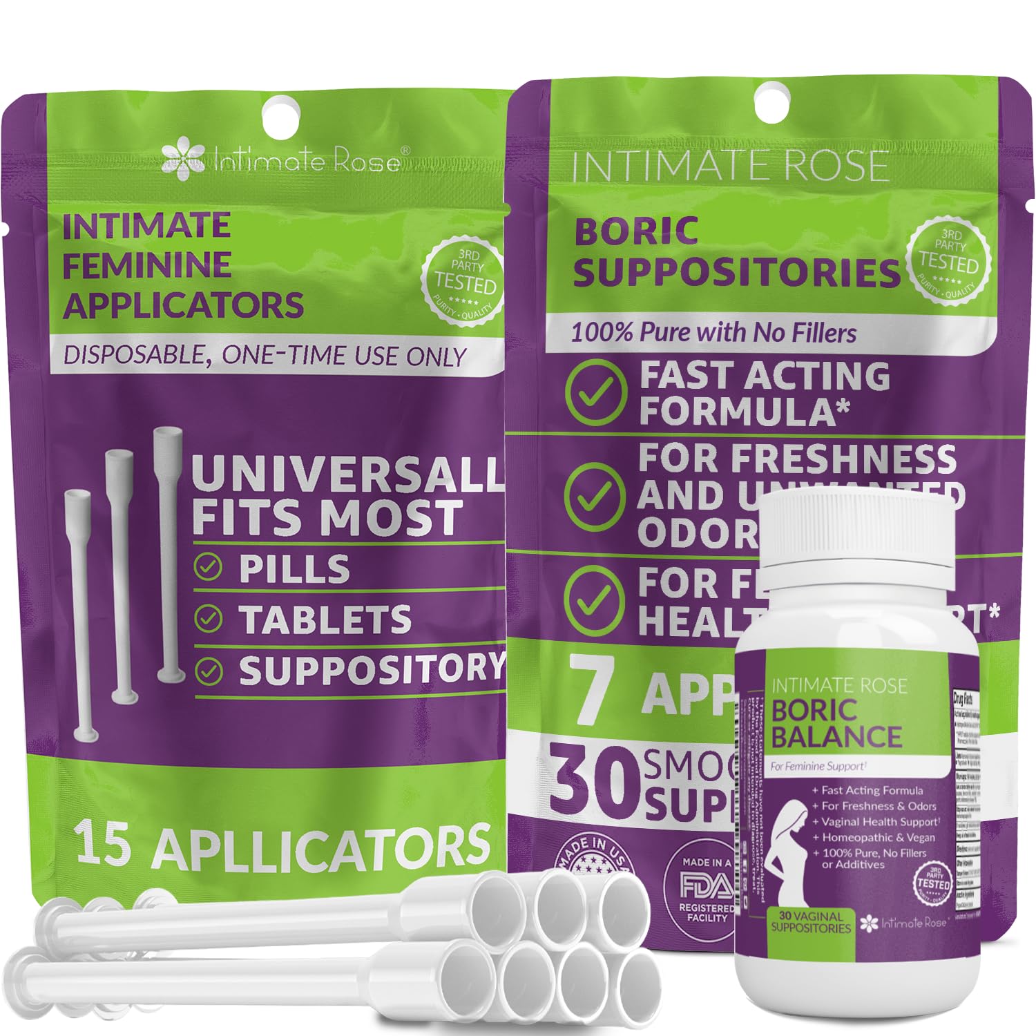 Save 10% on Boric Acid Vaginal Suppositories - 30 Count (600mg) + 7 Applicators and 15 Additional Intimate Rose buy supplements canada
