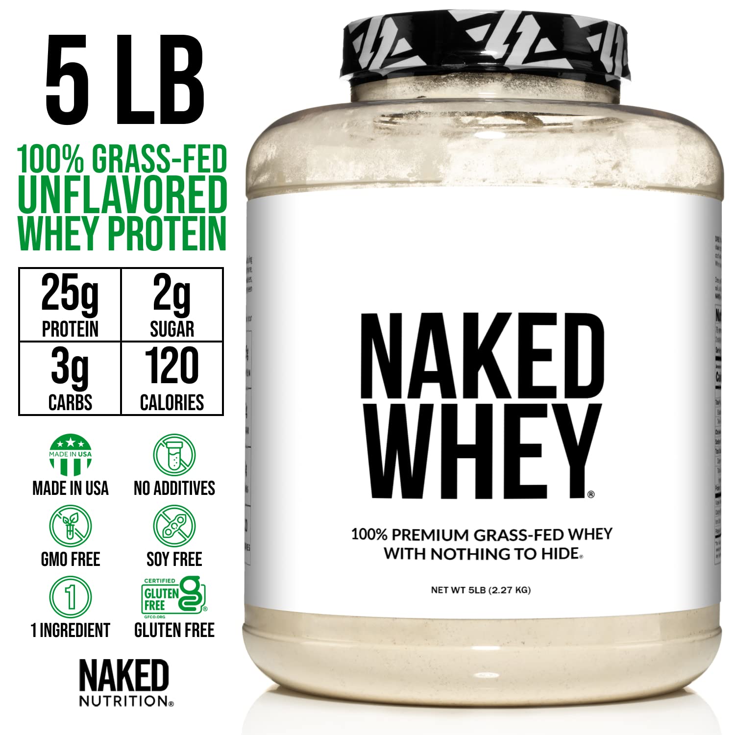 NAKED WHEY 5LB 100% Grass Fed Unflavored Whey Protein Powder - US Farms NAKED buy supplements canada