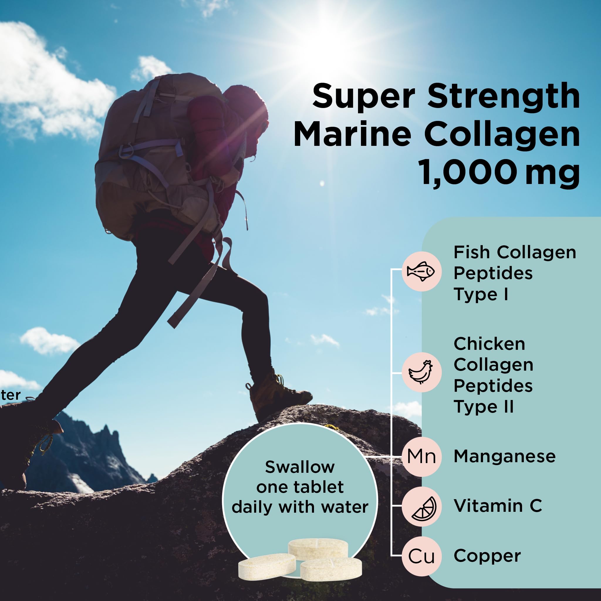 Healthspan 1,000mg Marine Collagen Complex 60 Tablets | 800mg Type I + 200mg Type II Collagen healthspan buy supplements canada