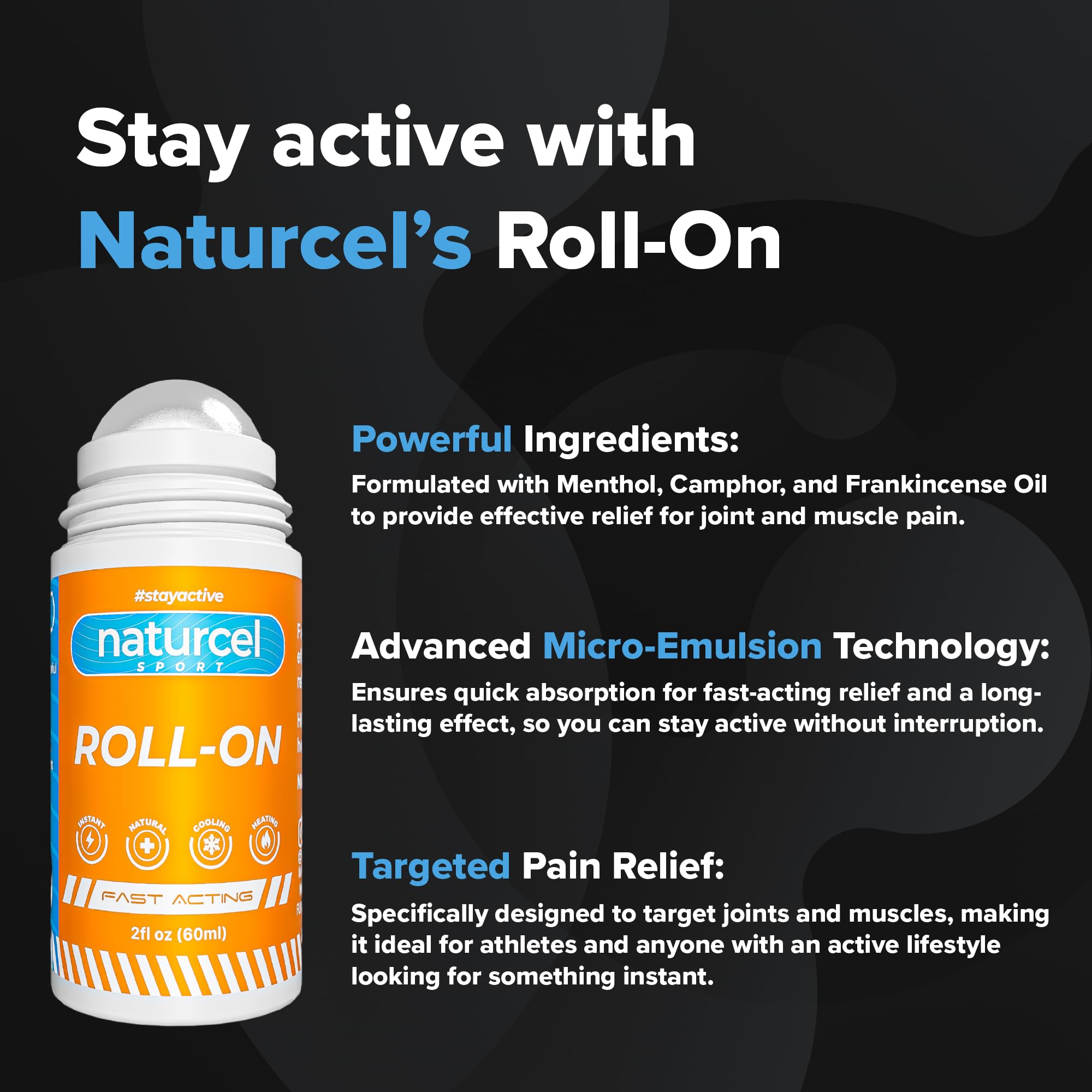 Naturcel Sport Roll-On, 2FL OZ, Topical Reliever for Aches and Pains of Muscles and Joints, Cooling, Fast Acting, Mess Free Massage Roller, Colorless Naturcel buy supplements canada