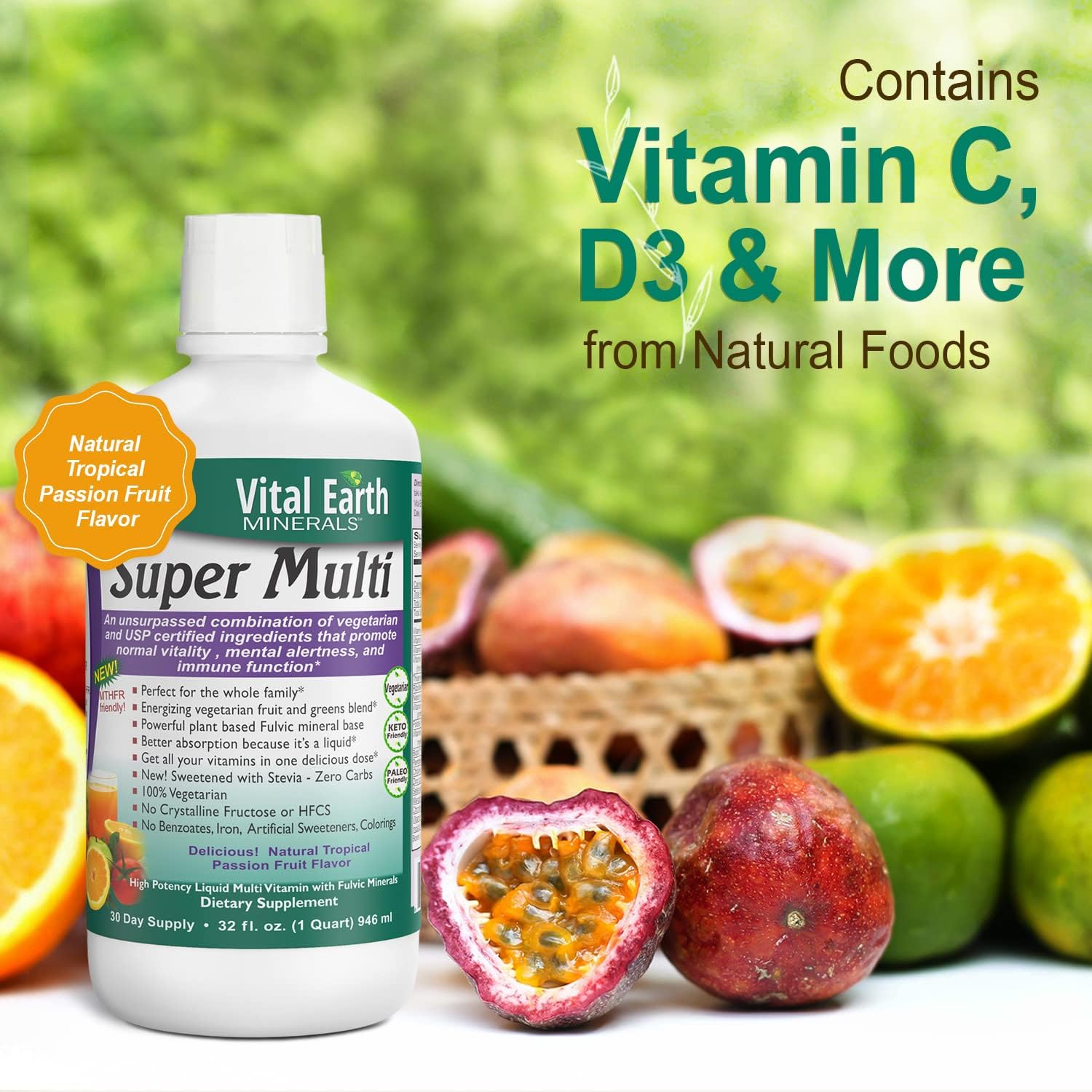 Vital Earth Minerals Super Multi – Liquid Multivitamins for Women, Men & Kids, Liquid Vitamins with Fulvic Acid for Better Absorption, MTHFR Support, 32 Oz + 1 Oz Cup Vital Earth Minerals buy supplements canada