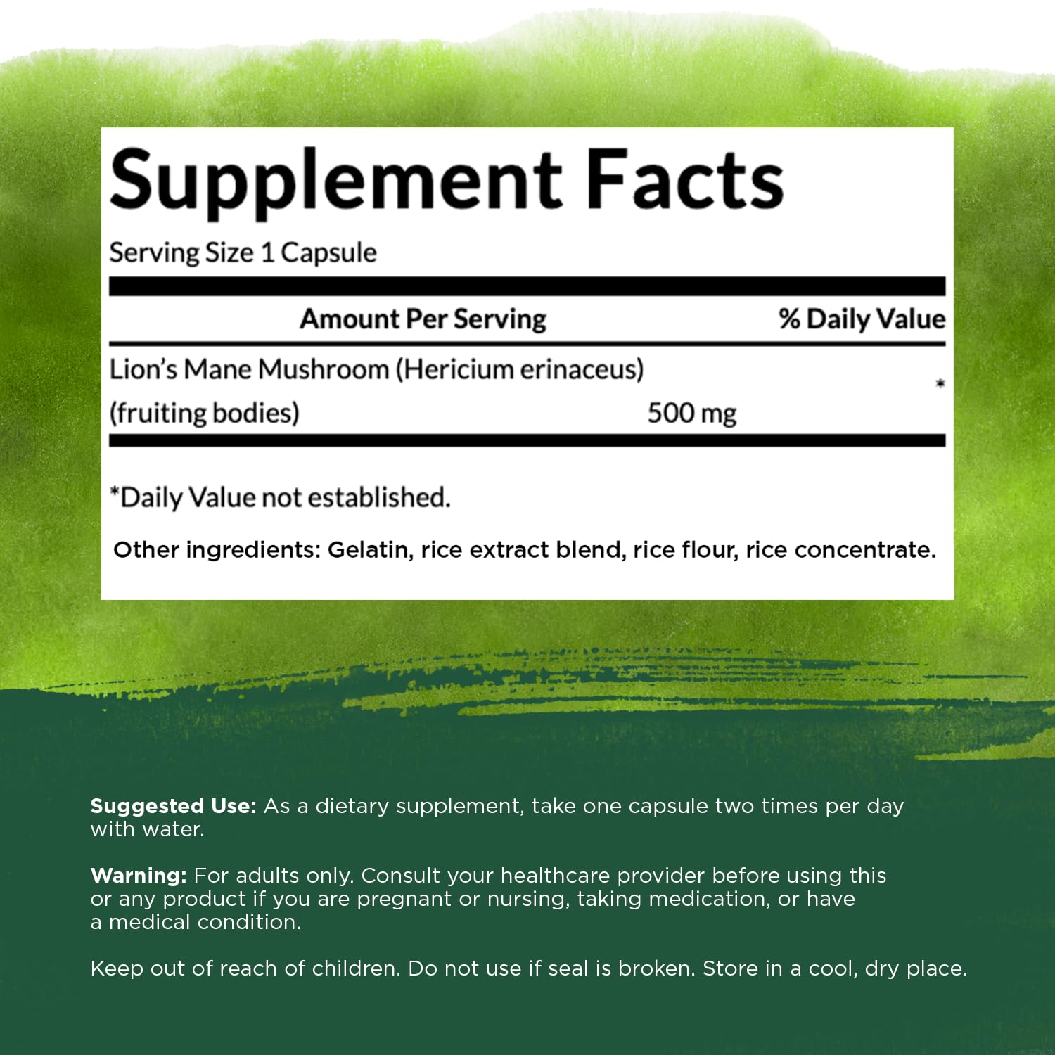 Swanson Lion's Mane Mushroom Capsules - 500 mg Each, 60 Capsules Swanson buy supplements canada
