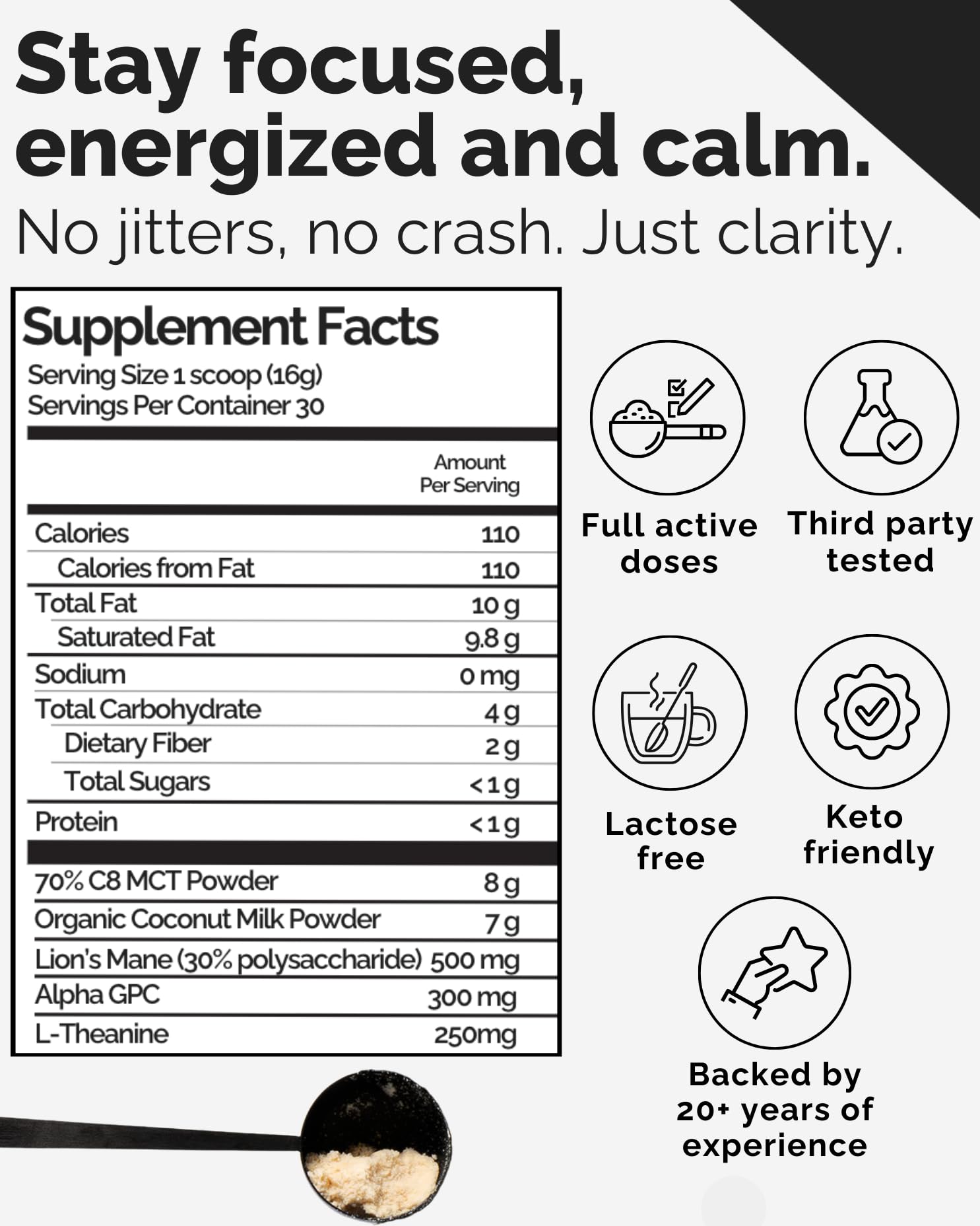 Keto Brainz C8MCT Based Nootropic - with 500mg Lion's Mane Mushroom, AlphaGPC & L-Theanine This is The Ultimate Easy to use nootropic Stack & Makes Delicious Mushroom Coffee! 16oz. 30 Servings Keto Brainz buy supplements canada