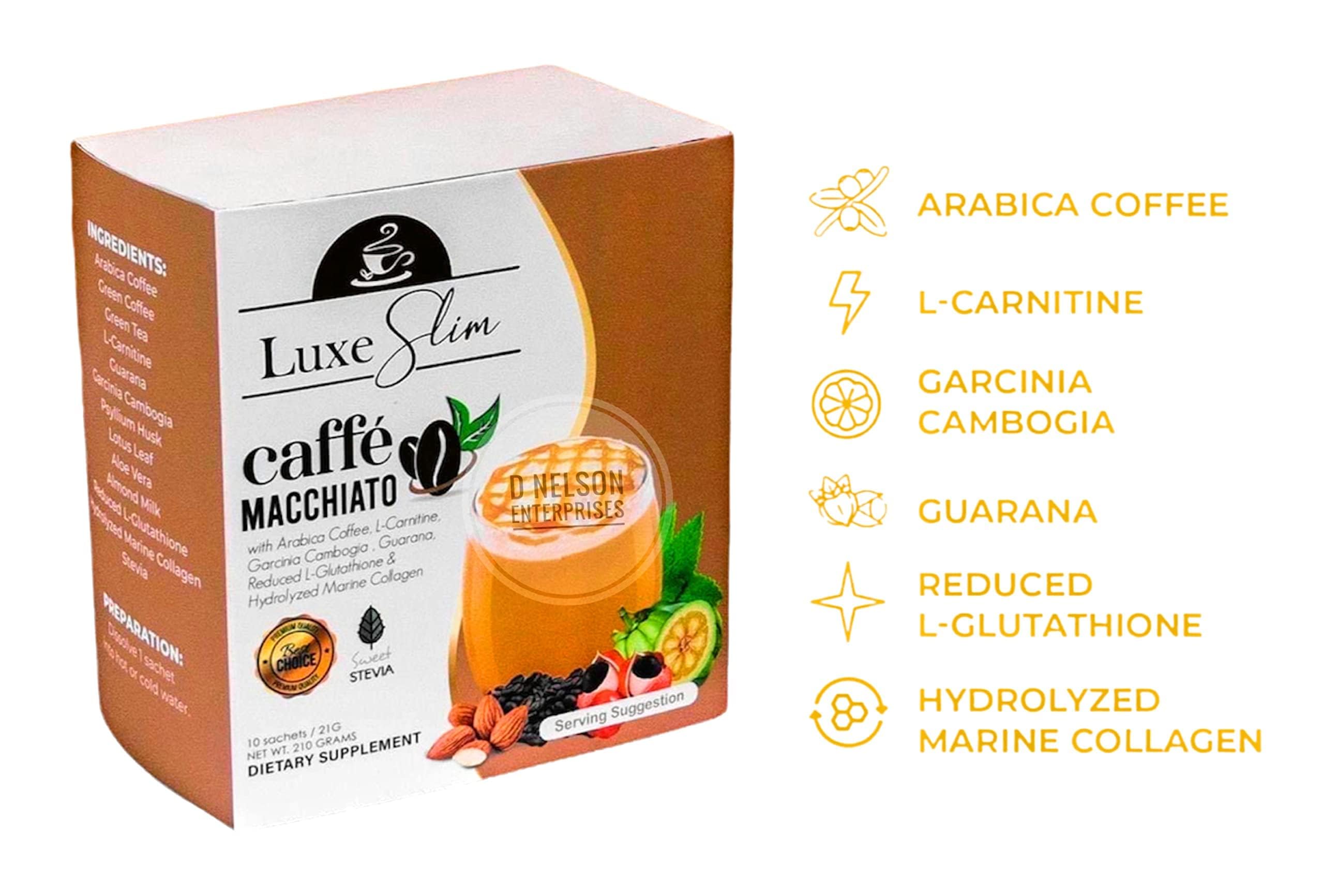 Luxe Slim Cafe Macchiato with Hydrolyzed Collagen & Glutathione, 21g x 10 Sachets, 0.74 Ounce Luxe Slim buy supplements canada