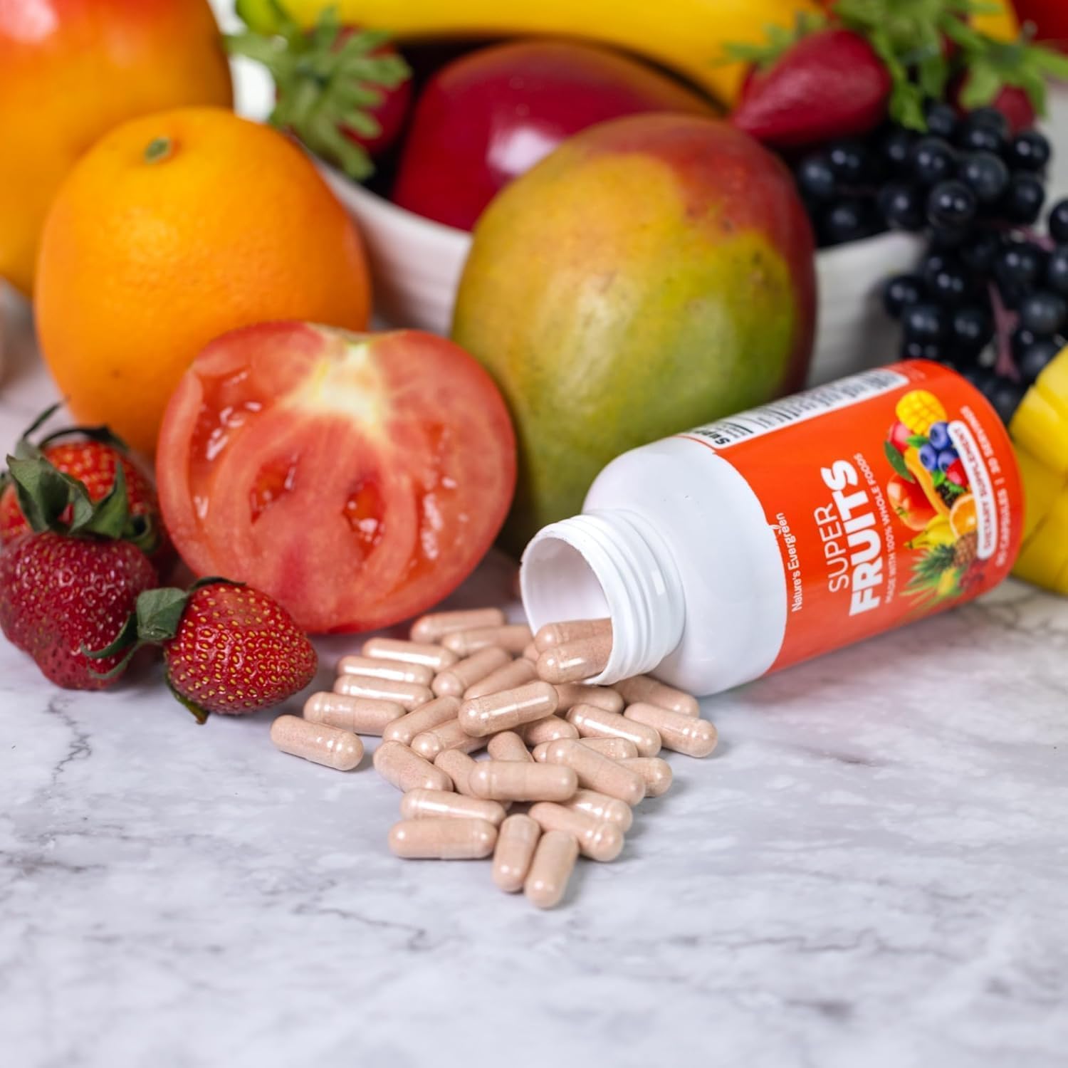 Fruits and Veggies Supplement - Nature Fruits and Vegetables Supplements - Vegan, Non GMO, Soy Free, Superfood Vitamins & Minerals Nutritional Balance - (Total 180 Capsules - Pack of 2) Made in USA Nature's Evergreen buy supplements canada