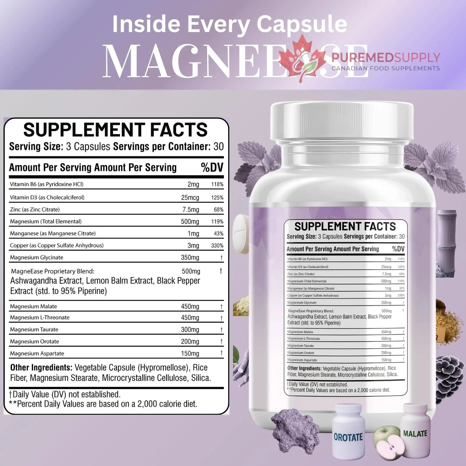 Kun Shafi Magnesium Complex with Magnesium Glycinate Malate, L-Threonate, Taurate, Orotate, Zinc,Aspartate, Copper Manganese & Vitamin D3 B6 Complex - 1Pack Kun Shafi buy supplements canada