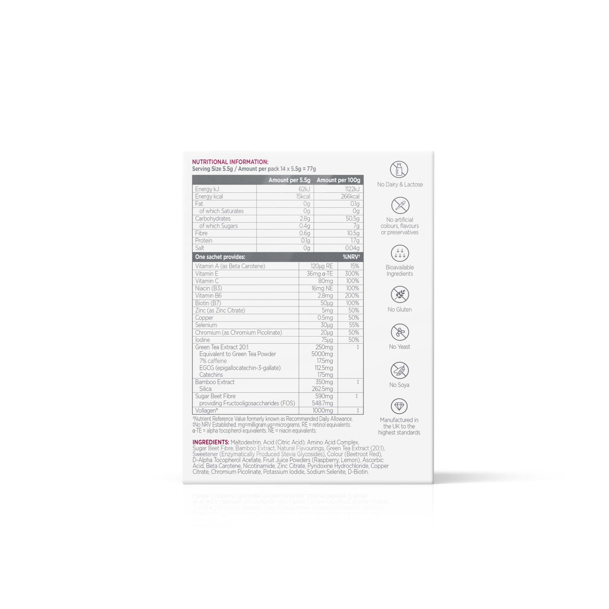 Wassen Beauty and Collagen - Plant-Based Vegan Collagen - 14 Raspberry & Lemon Flavoured Sachets Wassen buy supplements canada