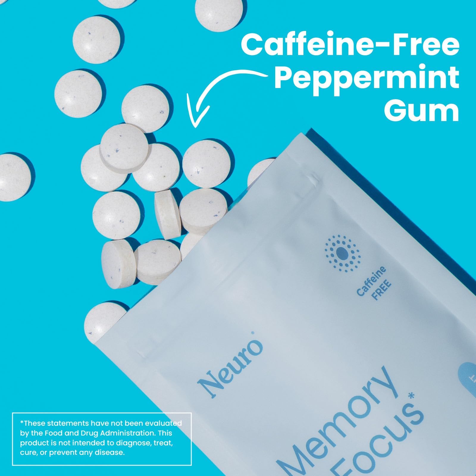 Neuro Memory & Focus Gum - Nootropic Gum with Vitamin B12, Vitamin B6, L-Theanine & Ginseng Extract - Natural Brain Support Supplement - Vegan, Caffeine & Sugar Free Chews - Peppermint, 90 ct Neuro buy supplements canada