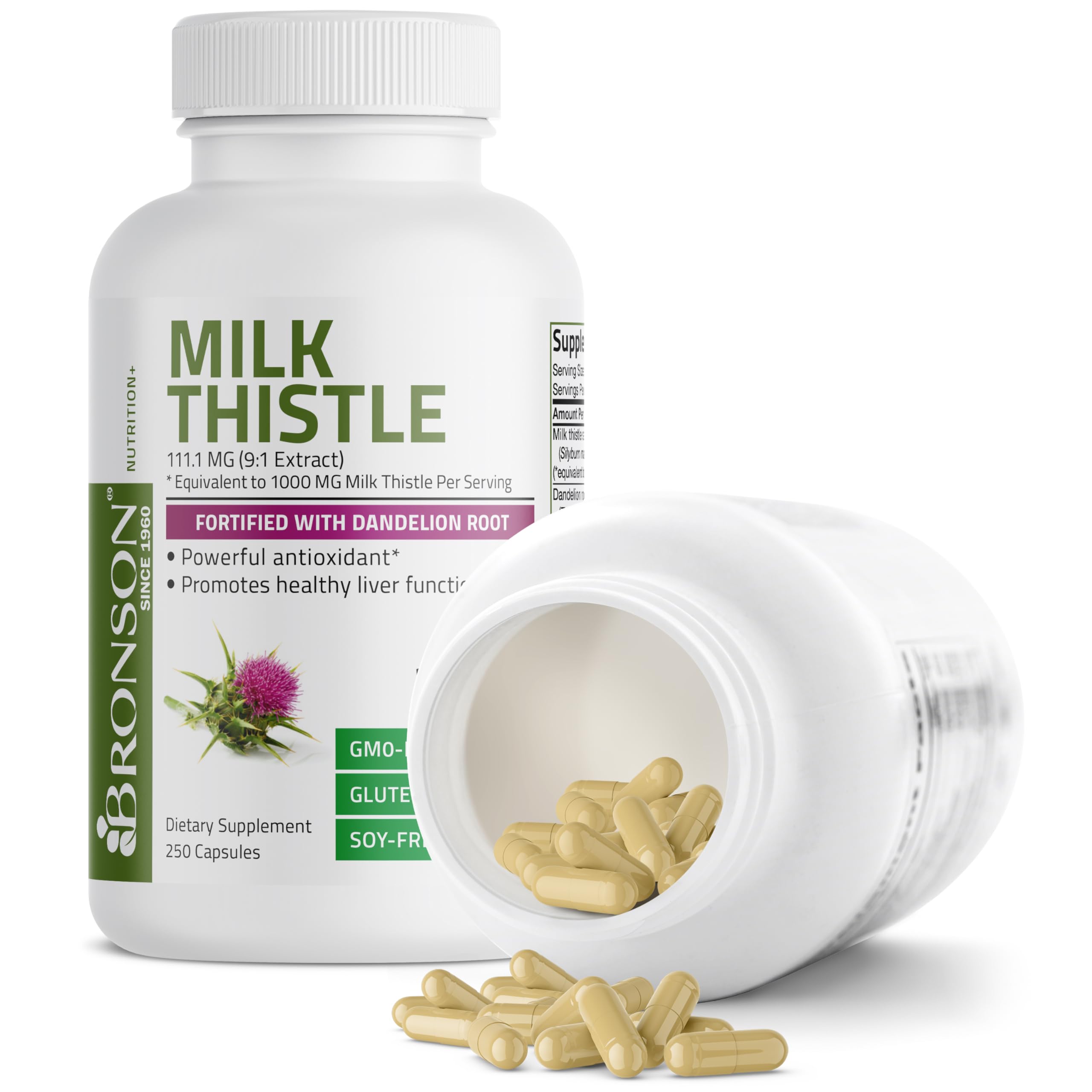 Bronson Milk Thistle Silymarin Marianum & Dandelion Root Liver Health Support Bronson buy supplements canada