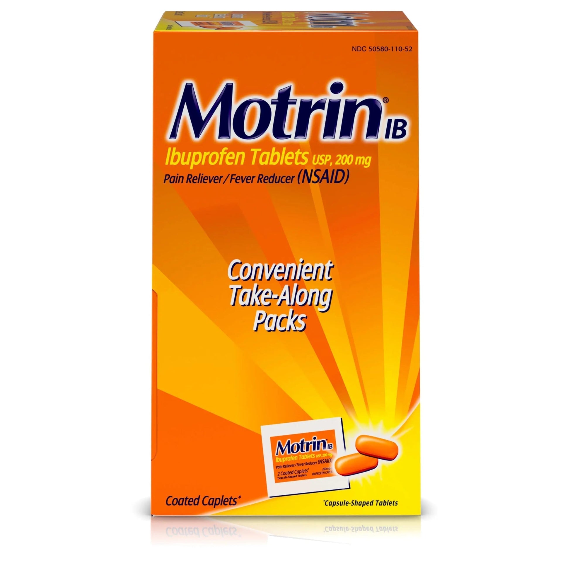 Motrin IB, Ibuprofen 200mg Tablets, NSAID Pain & Fever Reliever for Headache, Backache, Muscular Aches, Arthritis Pain Reliever, 50 Travel Packets of 2, 100 ct Motrin buy supplements canada