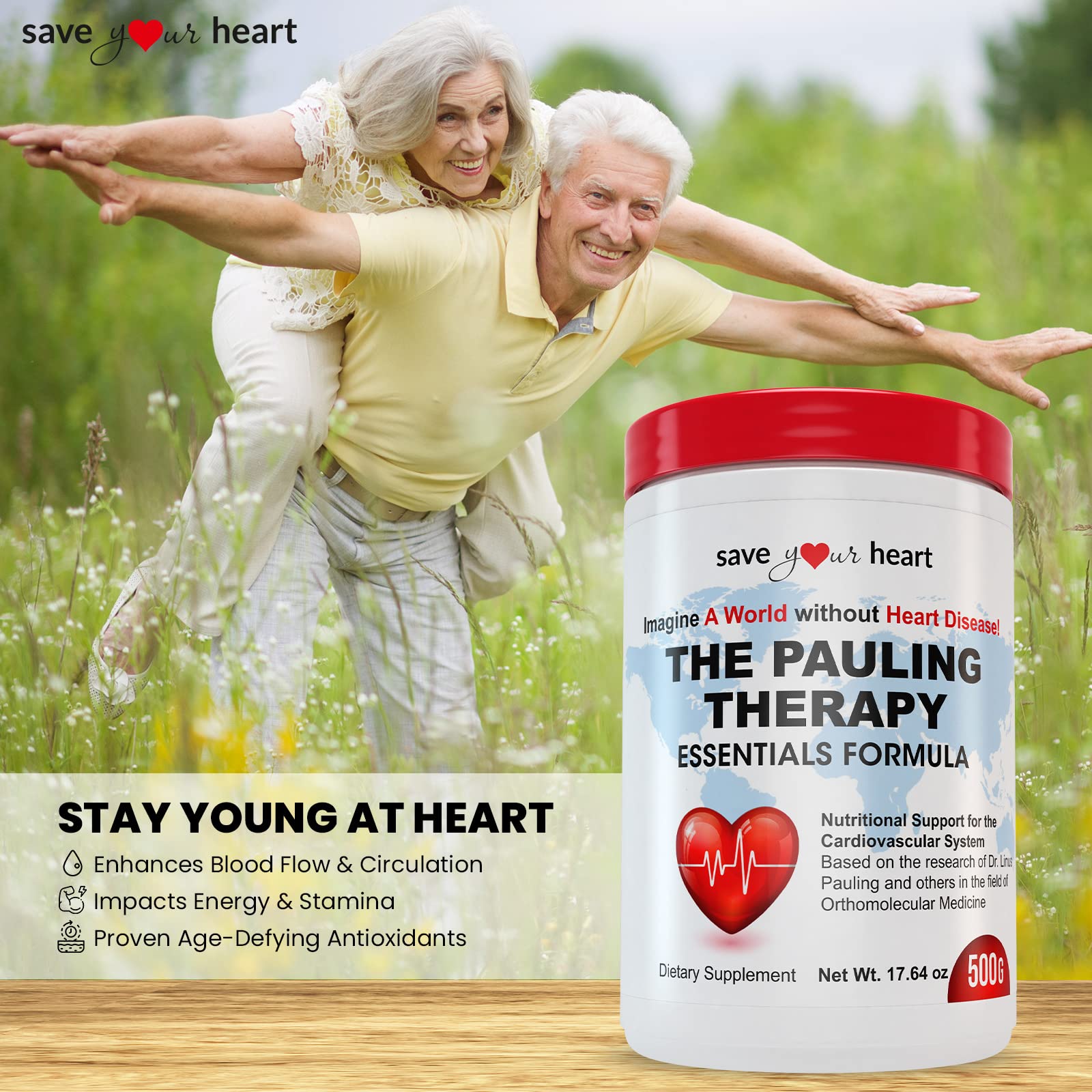 SAVE YOUR HEART Cardio Heart Health Powder Supplement - The Pauling Therapy Essentials Formula (PTEF) Healthy Vitamin C, B-12, L-Lysine, L-Arginine, Magnesium, Zinc + Vitamins, Minerals & Antioxidants SAVE YOUR HEART buy supplements canada