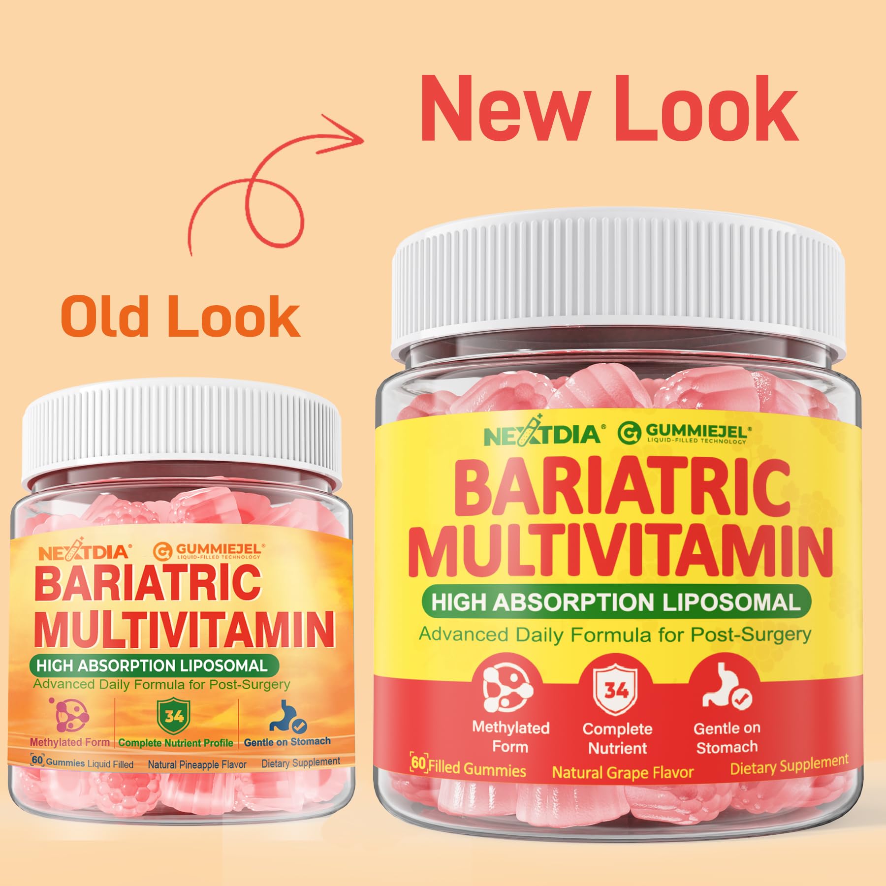 Liposomal Methylated Bariatric Multivitamin Gummies with Iron for Women & Men, High Absorption Multivitamin w/CoQ 10, Probiotic, Digestive Enzymes Support Gastric Bypass & Sleeve Recover, Energy,1Pack Nextdia buy supplements canada