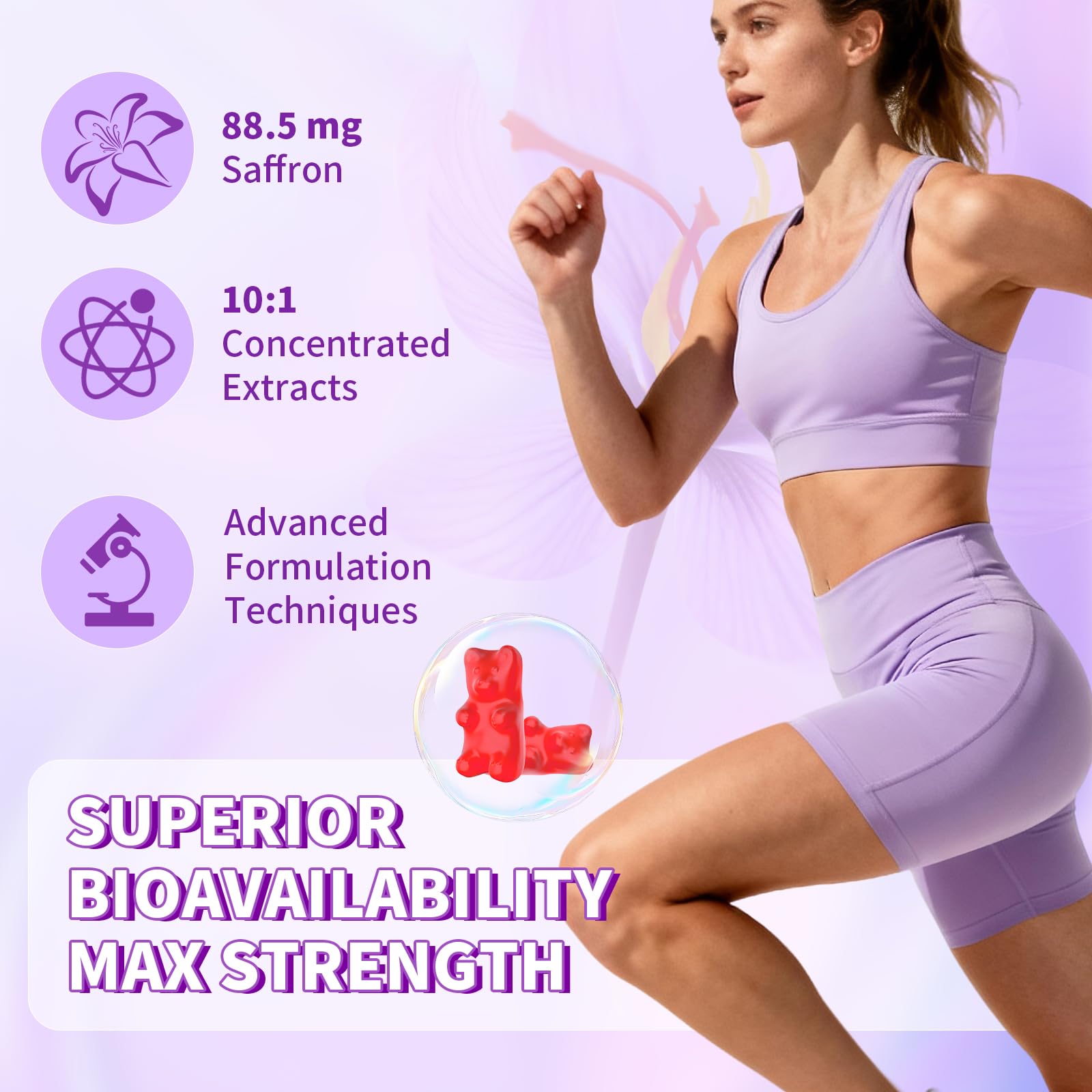 YXSW Saffron Gummies, Saffron Supplements for Kids & Adults with Ashwagandha, L-Theanine, Lemon Balm, Vitamin D3, B6, Magnesium & Zinc - Support Focus, Relaxation, Raspberry Flavor, 120 Count YXSW buy supplements canada