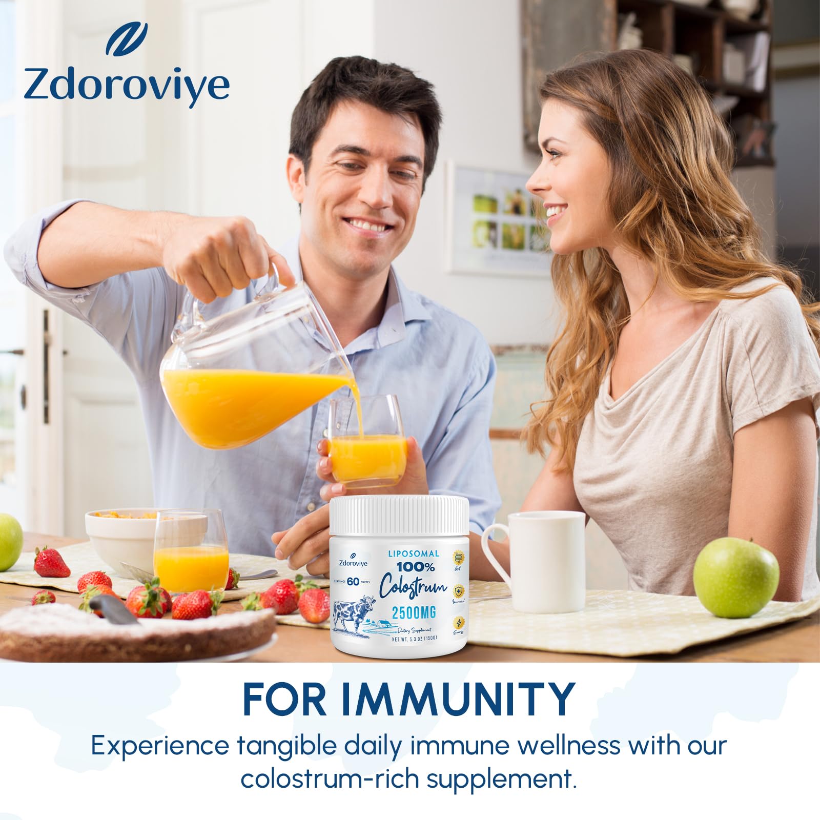 Zdoroviye Liposomal Bovine Colostrum Powder Supplement 2500 mg, Higher Absorption Than Regular Bovine Colostrum (60 Servings) Zdoroviye buy supplements canada