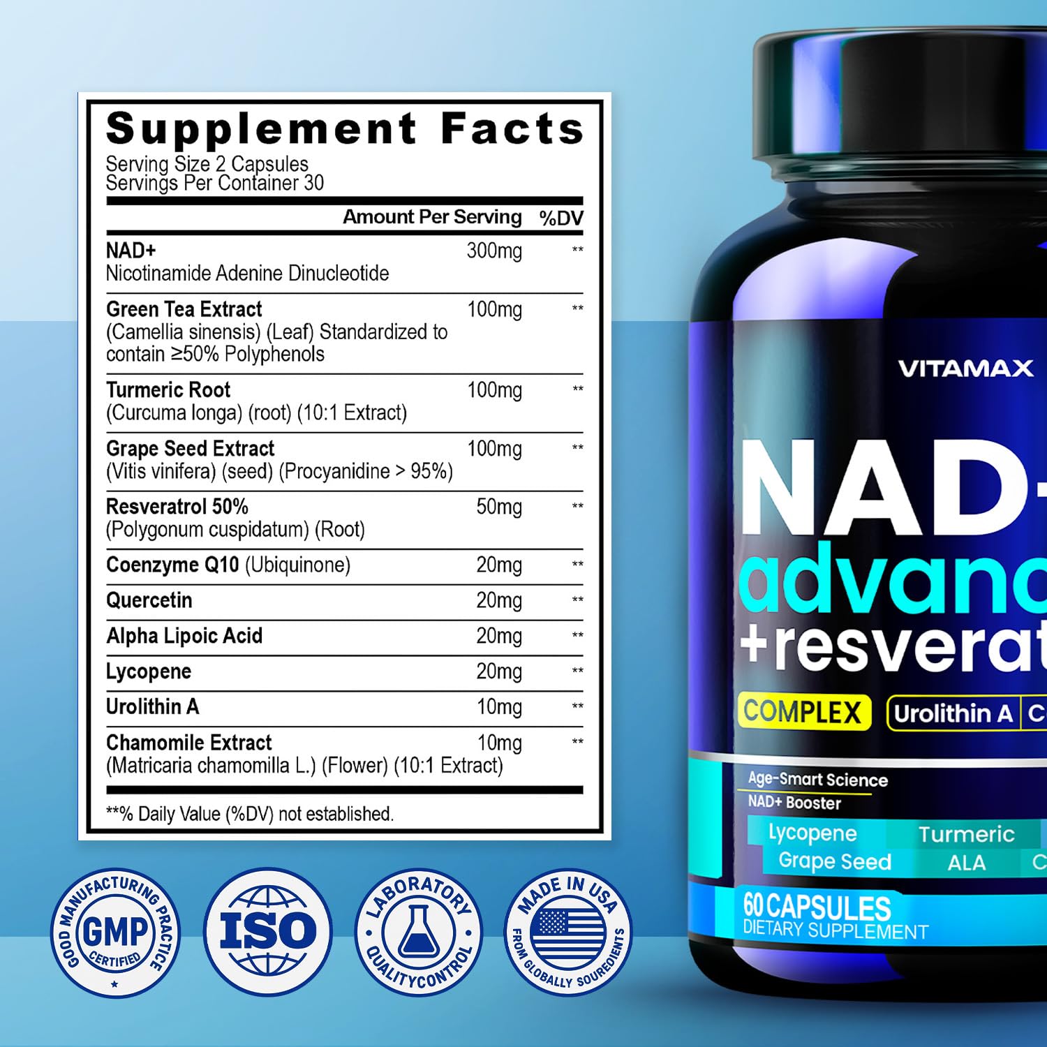 Liposomal NAD+ Supplement Extra Strength | Urolithin A, Resveratrol, CoQ10 - Women & Men - ALA, Green Tea, Quercetin, Lycopene | High Purity, Energy & Regeneration - Made in USA – 60ct Vitamax buy supplements canada