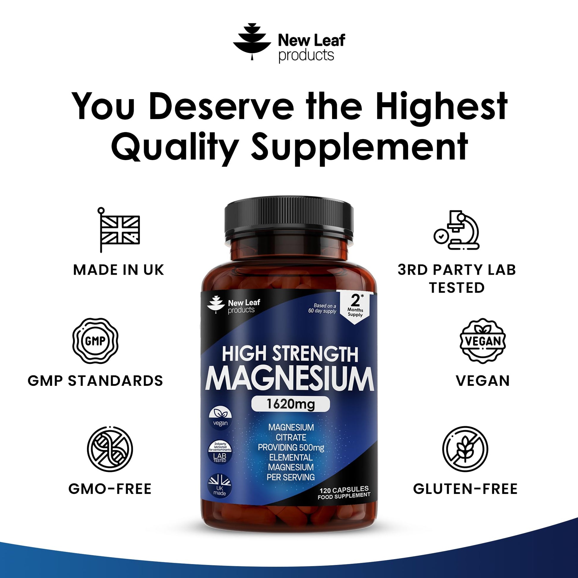 Magnesium Supplements 1620mg - Super Strength - Magnesium Citrate Capsules NEW LEAF PRODUCTS buy supplements canada