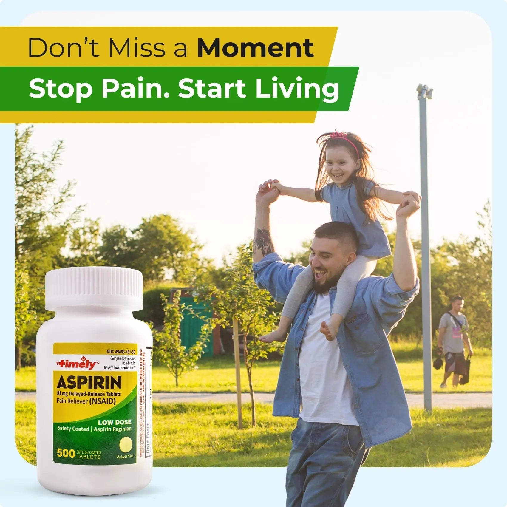 TIME-Cap Labs 500 Tablets Low Dose Aspirin 81mg Enteric Coated - NSAID Pain Reliever & Fever Reducer for Adults, Helps with Minor Aches, Headaches, Muscle Pain, Toothaches, and Joint Discomfort TIME-CAP LABS, INC. buy supplements canada