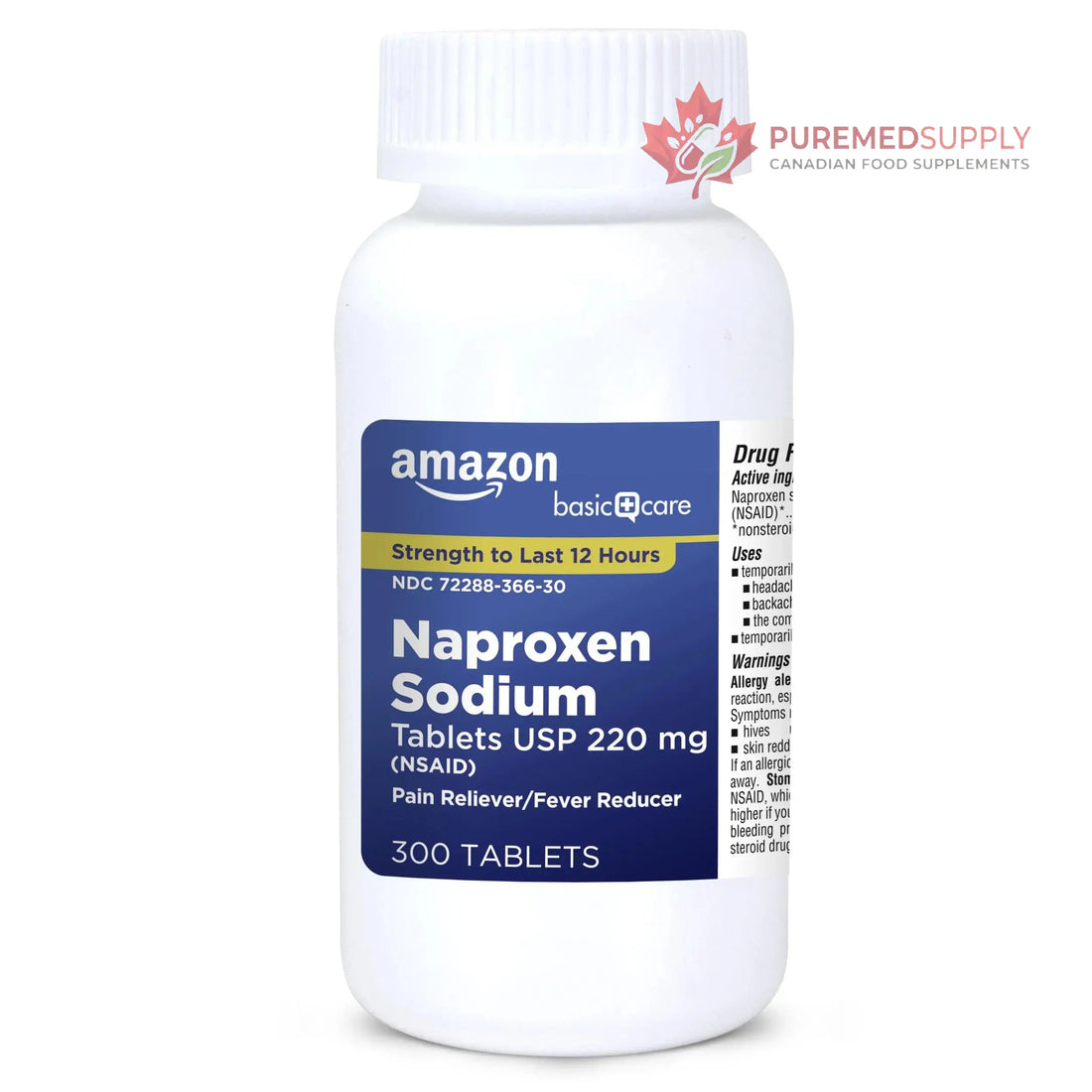 Amazon Basic Care Naproxen Sodium Tablets 220 mg, Pain Reliever/Fever Reducer (NSAID), 12-Hour Relief for Headache, Backache, Menstrual Pain, Muscle Aches, Arthritis, 300 Count Amazon Basic Care buy supplements canada