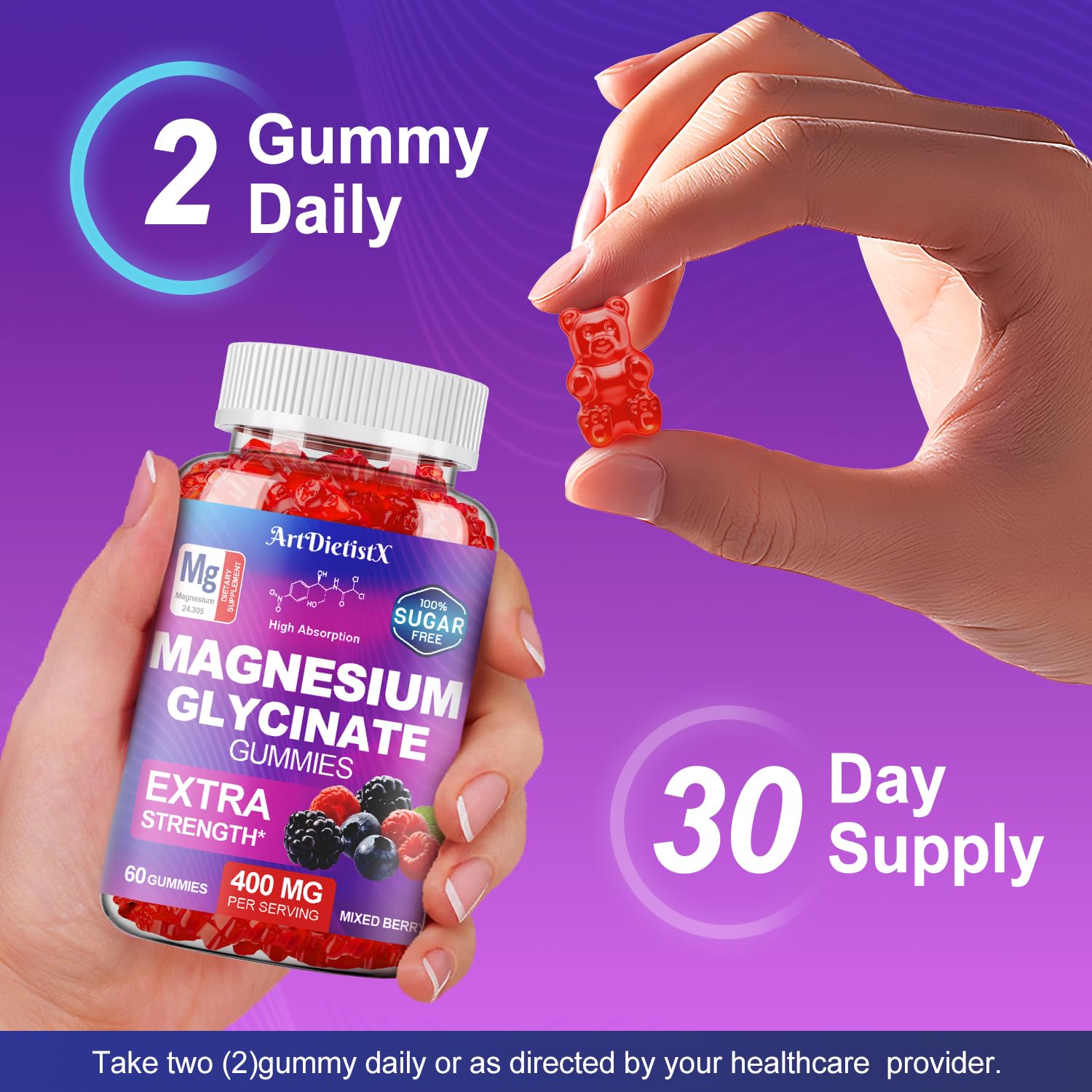 Magnesium Glycinate Gummies 400mg, Sugar Free Mаgnеsium Gummiеs for Adults with Magnesium Malate, Zinc, and Vitamin B6 for Sleep, Body Support and Relaxation, Non GMO, 60 Count-Multi-Flavor ArtDietistX buy supplements canada