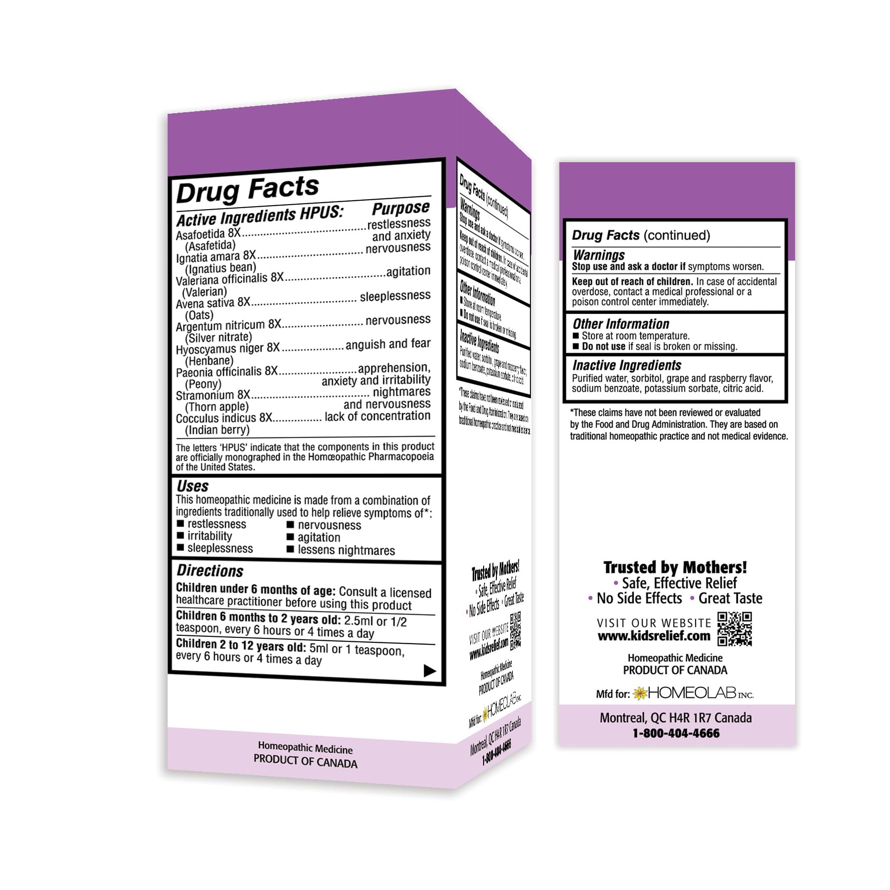 Kids Relief Syrup with Calming Effect, for Kids 0-12 Yrs, Grape Flavor, Gluten and Dye Free, No Added Sugar, 3.4 oz Kids Relief buy supplements canada