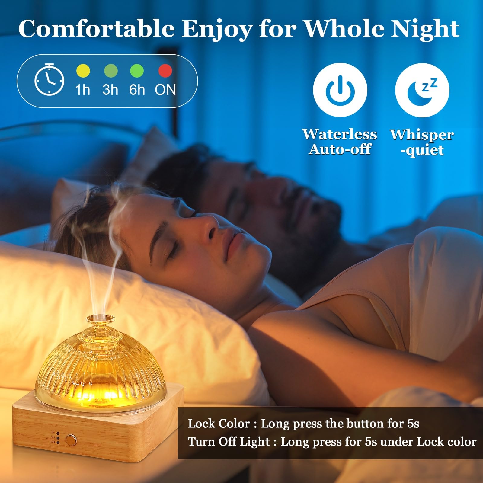 Lecdura Glass Essential Oil Diffuser with Glass Reservoir & Wood Base - Plastic Free, 200ml Lock Lecdura buy supplements canada