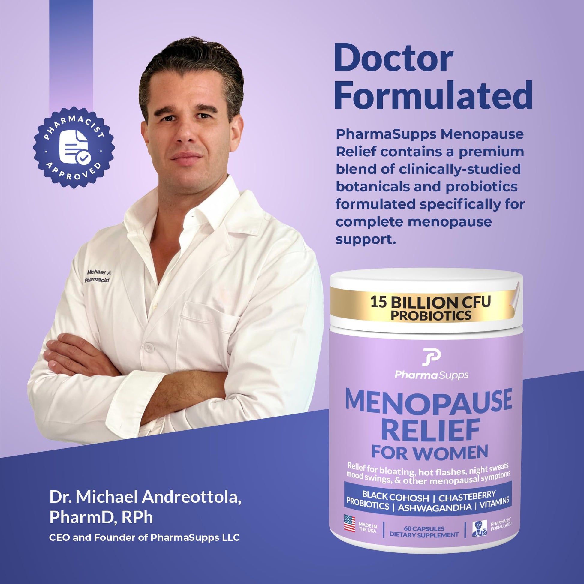Natural Menopause Supplements for Women - Perimenopause Supplements for Hormonal Balance, Bloating & Mood Swings | Hot Flashes Menopause Relief w/Probiotics & Prebiotics, Black Cohosh & Chasteberry PharmaSupps buy supplements canada