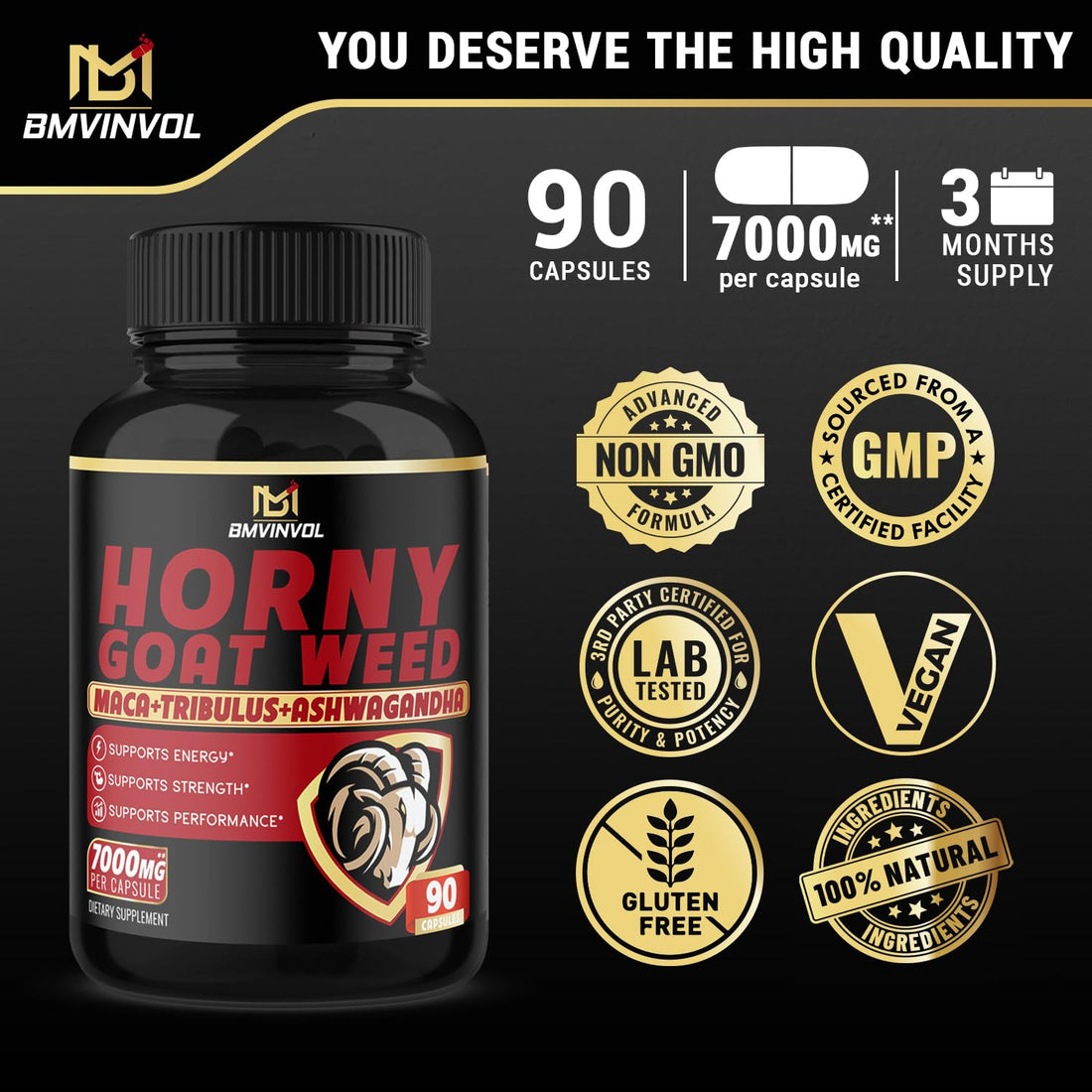 BMVINVOL Horny Goat Weed Capsules - 7000mg Herbal Equivalent BMVINVOL buy supplements canada