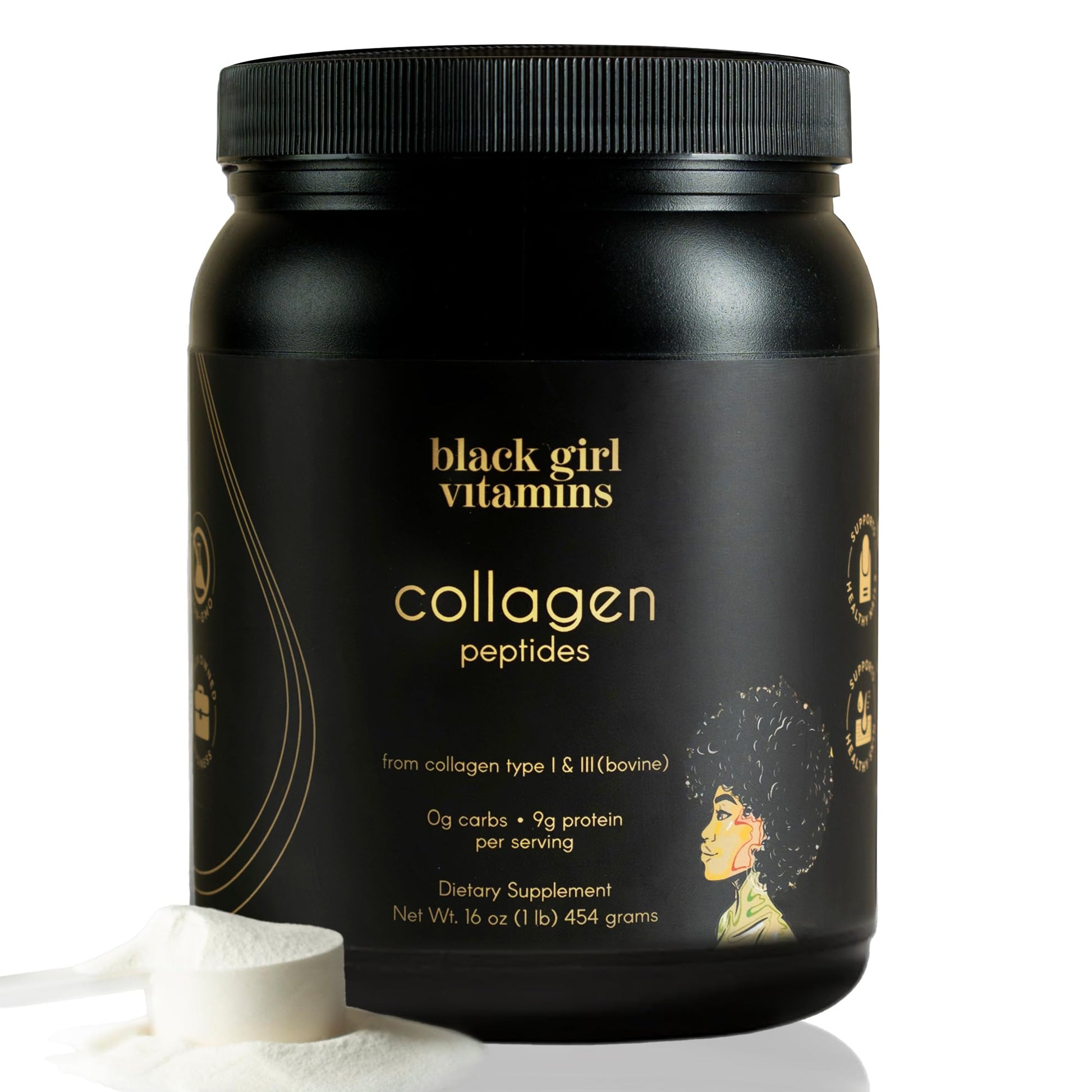 Black Girl Vitamins | Collagen Peptides Powder - Collagen for Skin, Hair & Nails - Unflavored Hydrolyzed Collagen Powder, Dairy-Free Black Girl Vitamins buy supplements canada