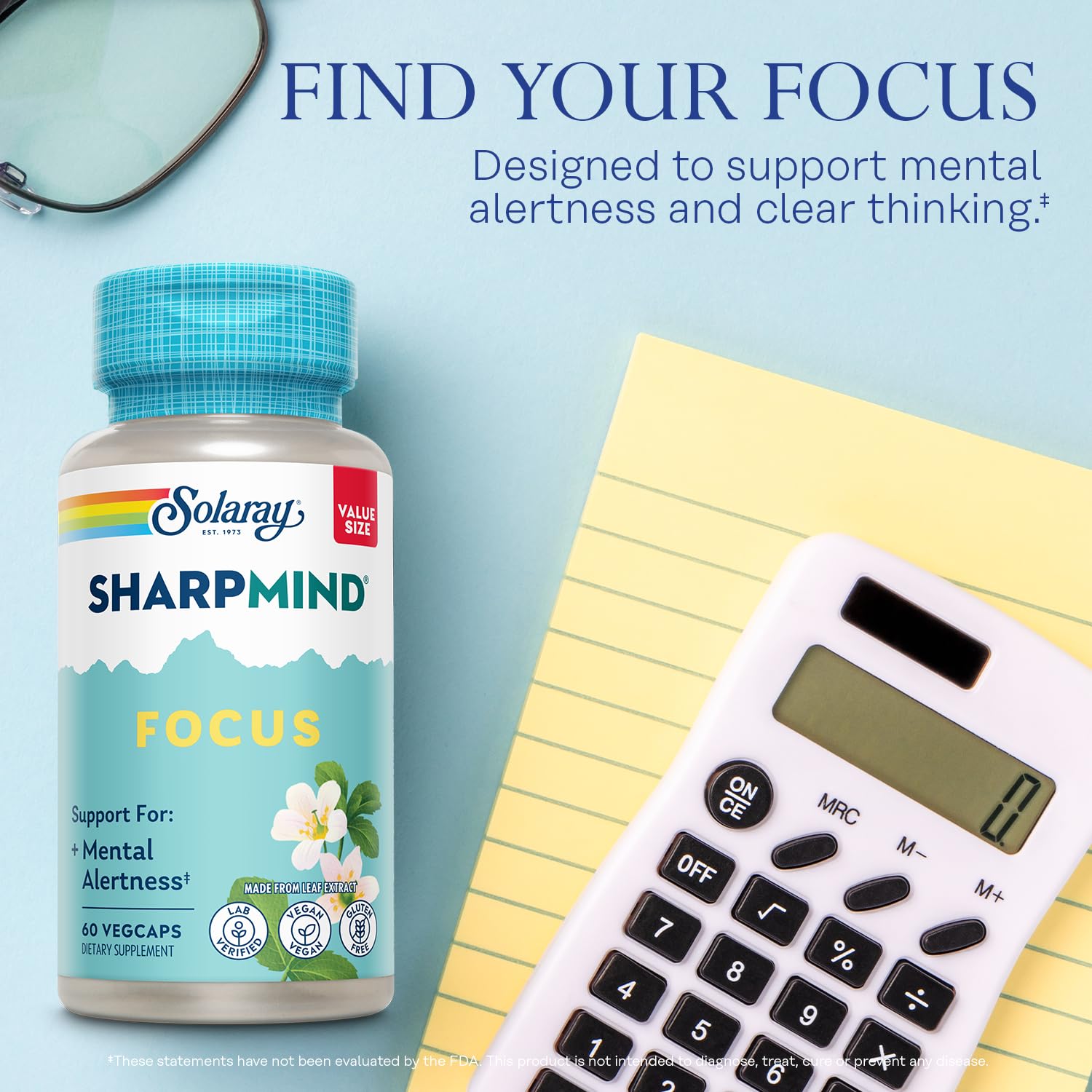 SOLARAY SharpMind Focus, Mental Alertness Nootropic Supplement for Healthy Brain Fog, Cognizin Citicoline, Lions Mane Mushroom, Bacopa Monnieri, 60 Day Money Guarantee, 60 Serv 60 Veg Caps SOLARAY buy supplements canada