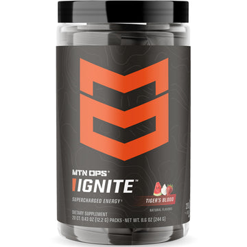 MTN OPS Ignite Trail Packs Energy Drink Powder, Gluten Free Nootropic Supplement Drink Mix, L Arginine, L Citrulline, Caffeine & Nootropic Sugar Free Drink Mix, 20 Servings, Tiger's Blood MTN OPS buy supplements canada