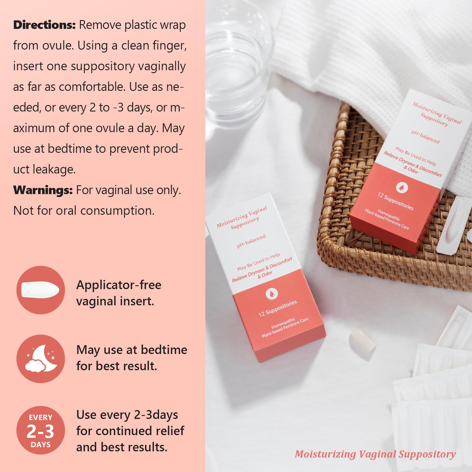 Vaginal Moisturizing Suppositories for Lasting Hydration & Comfort | Balances pH, Soothes Dryness Vagiria buy supplements canada