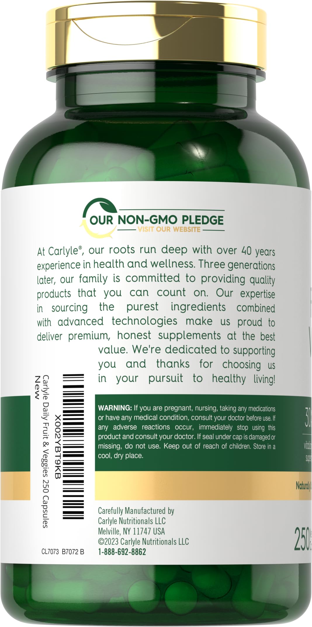 Carlyle Fruits and Veggies Supplement | 250 Capsules | Made with 30 Fruits and Vegetables | Vegetarian, Non-GMO, Gluten Free Superfood Formula Carlyle buy supplements canada