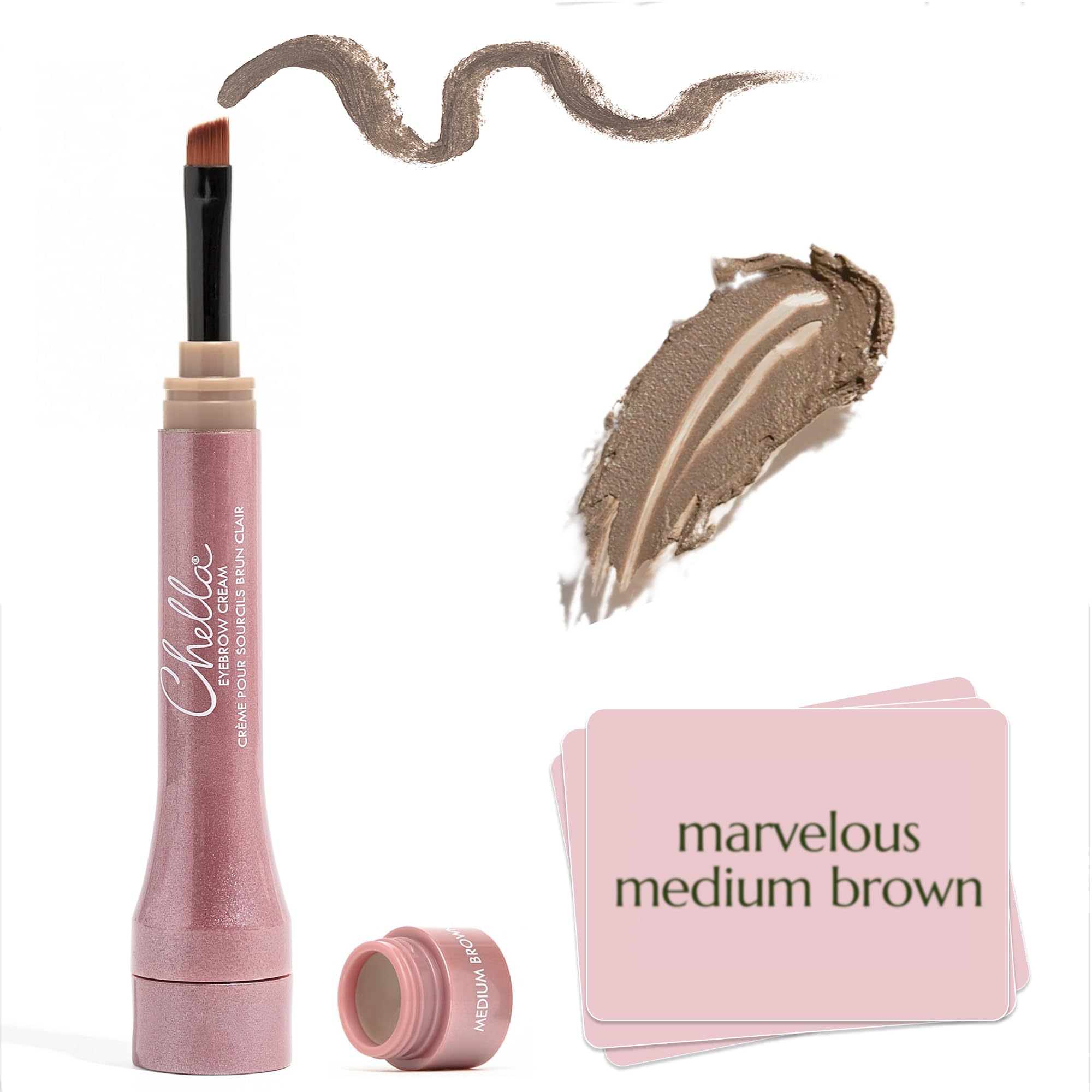 Chella Eyebrow Cream, Marvelous Medium Brown - Vegan, Cruelty Free, Paraben Free, Gluten Free Eyebrow Pomade Makeup - Long Wearing, Velvet Consistency, Water Proof Chella buy supplements canada