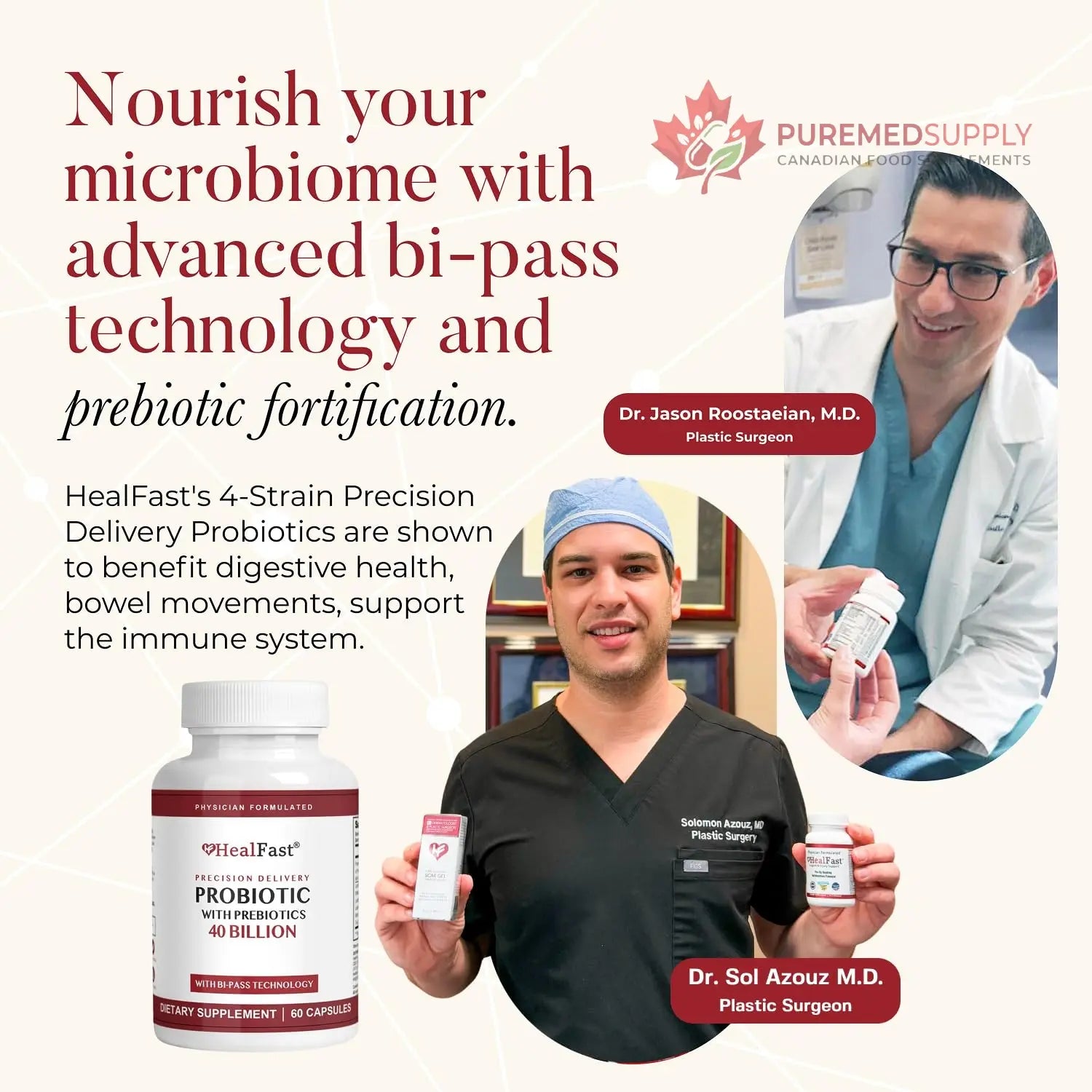 HealFast Physician Formulated Probiotic Supplement - 40 Billion CFU - Live Prebiotics and Probiotics for Men and Women - Probiotics for Gut Health - Non-GMO and Vegan - 30 Day Supply HealFast buy supplements canada