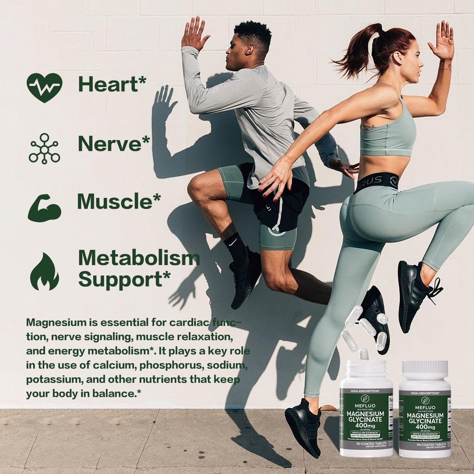 Magnesium Glycinate 400mg – High Absorption Magnesium Supplement for Muscle, Nerve & Sleep Support – Gentle on Stomach, Non-GMO, Vegan Capsules, 90 Count Mefluo buy supplements canada
