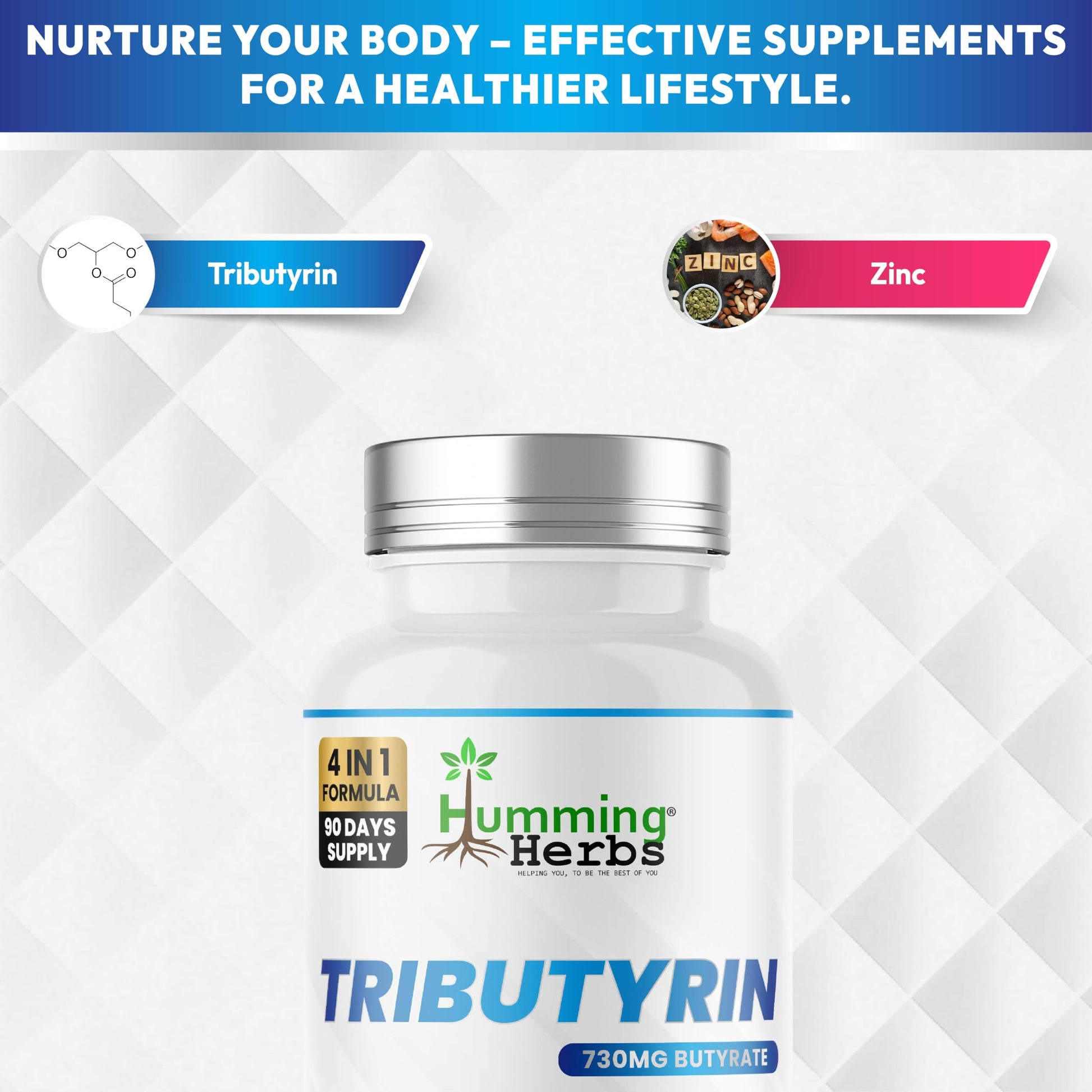 Humming Herbs Tributyrin Complex — 850 mg per Serving (95% Pure, yielding 731 mg Butyrate) with L-Glutamine, Zinc L-Carnosine, FOS & Probiotic Blend (180) Humming Herbs buy supplements canada