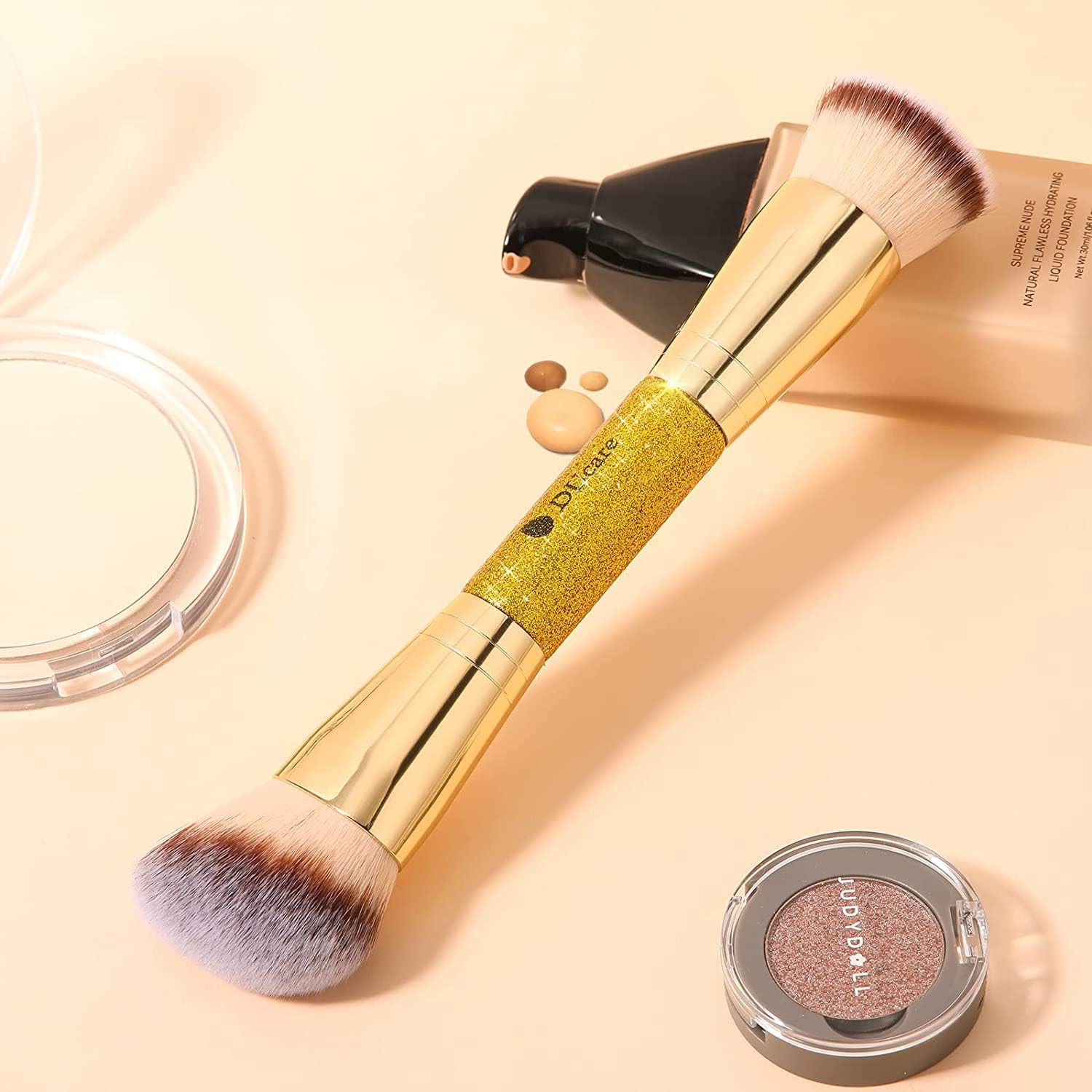 DUcare Dual End Foundation Contour Bronzer Brush, Gold Glitter Handle Double Ended Professional Face Makeup Tool for Liquid Cream Powder DUcare buy supplements canada