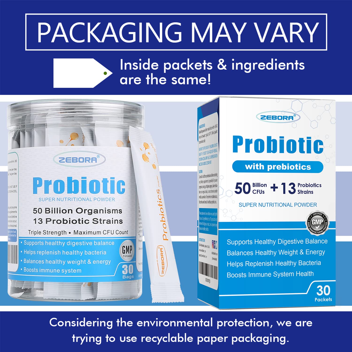 ZEBORA Probiotics for Women, Men and Kids, Prebiotics and Probiotics Powder ZEBORA buy supplements canada