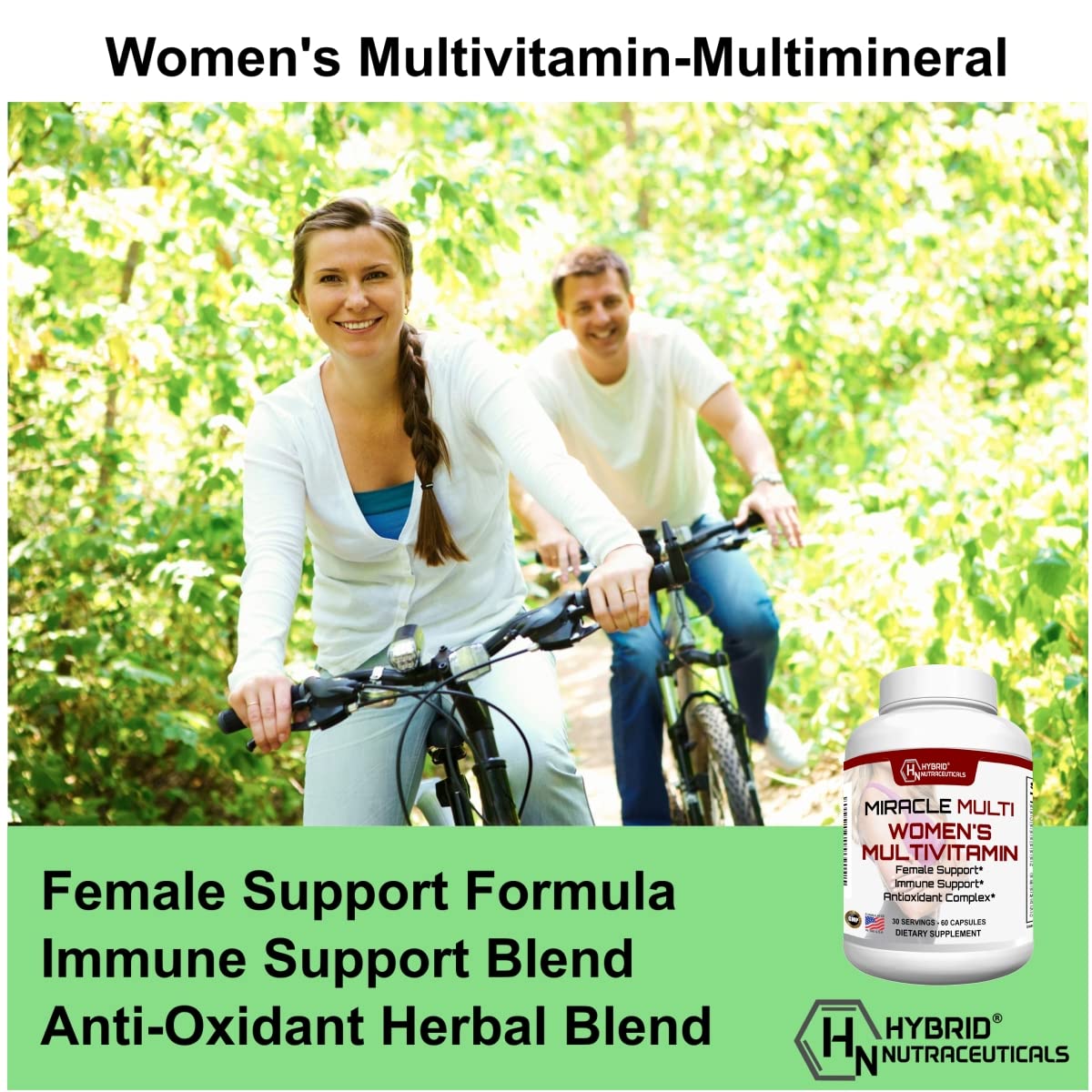 MiracleMulti Multivitamin for Women - Female Support Formula, Immune Support, Minerals, Biotin, Antioxidants & Superfoods Blend – 60 Capsules Hybrid Nutraceuticals buy supplements canada