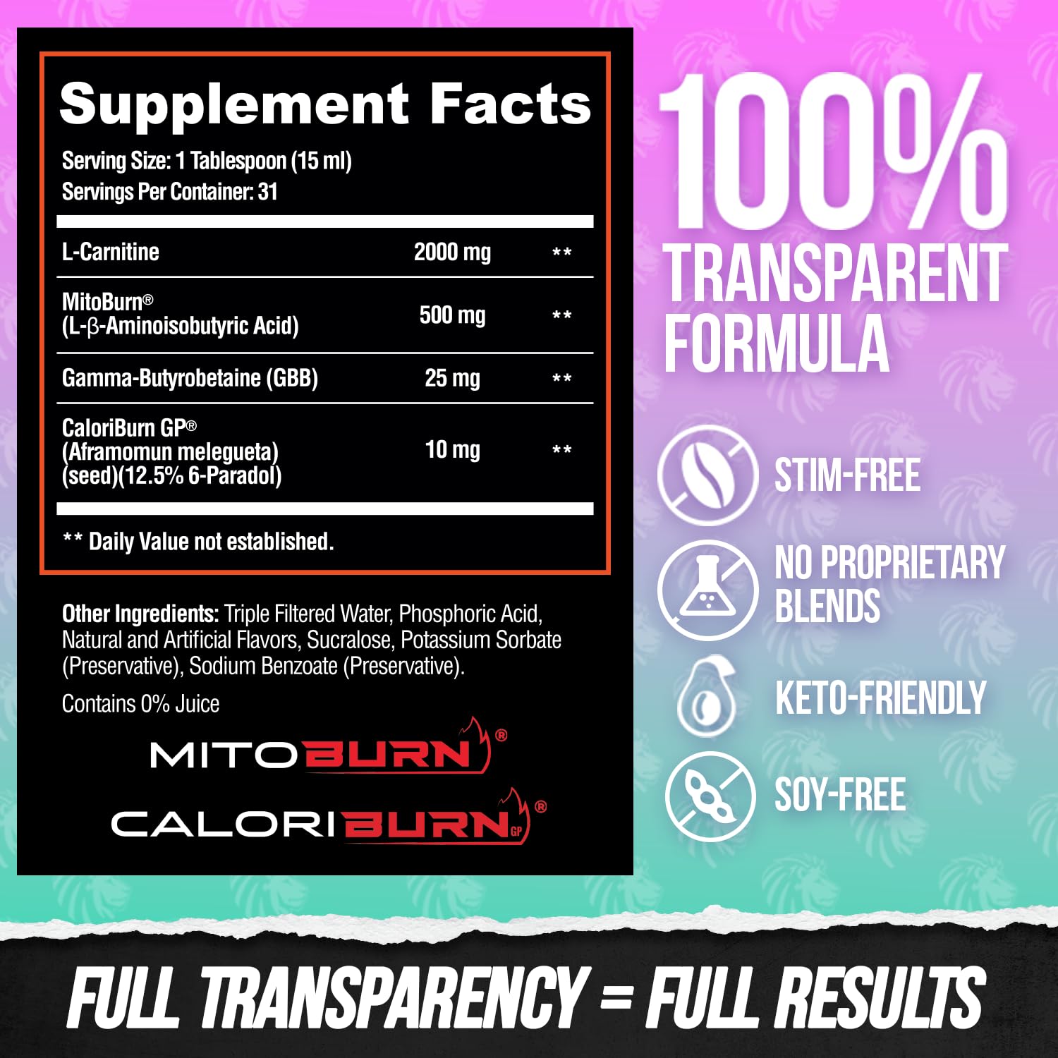 ALPHA LION Burn2O L-Carnitine Liquid 2000mg – Stim Free Super Thermogenic Fat Burner with MitoBurn® & CaloriBurn GP®, Metabolism Booster, Zero Calorie ALPHA LION buy supplements canada