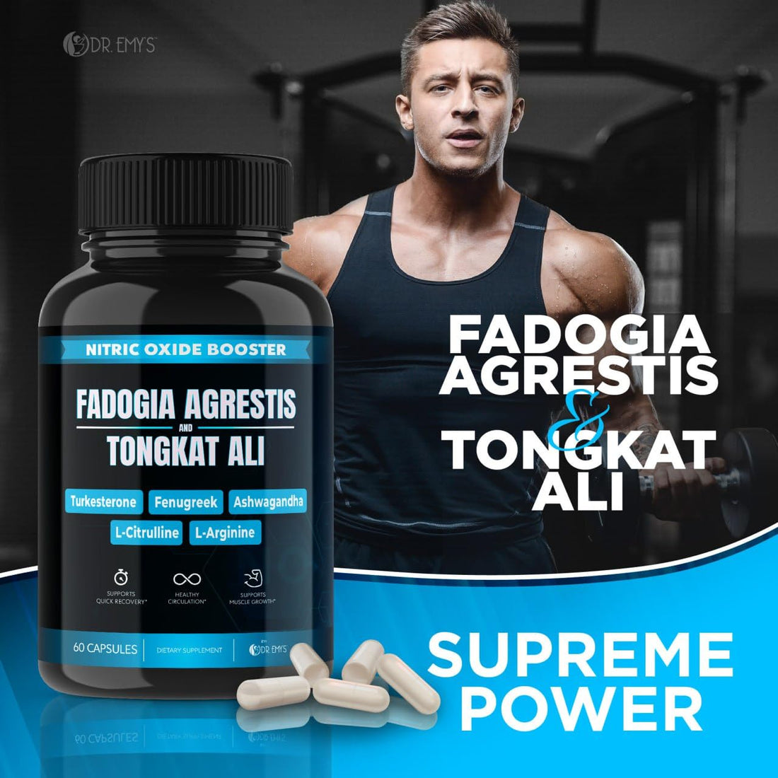 (2 Pack) Tongkat Ali Fadogia Agrestis Nitric Oxide Ashwagandha Supplement for Men Dr. Emy's buy supplements canada