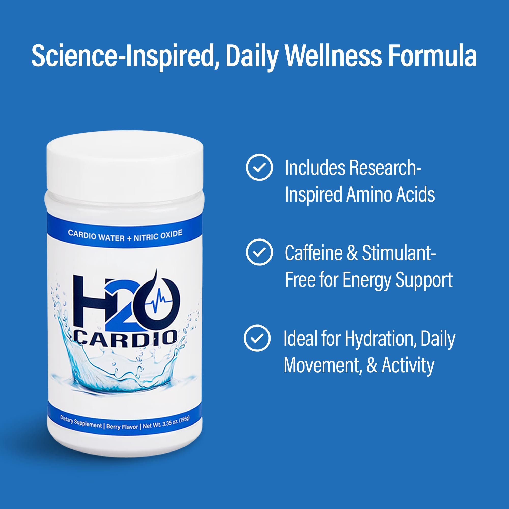 H2O Cardio | Nitric Oxide Supplement Drink | Wellness & Hydration Support | Arginine & Citrulline Powder | Berry Flavored Drink Mix for Daily Activity | Net Wt. 3.35 Ounces H2O CARDIO buy supplements canada