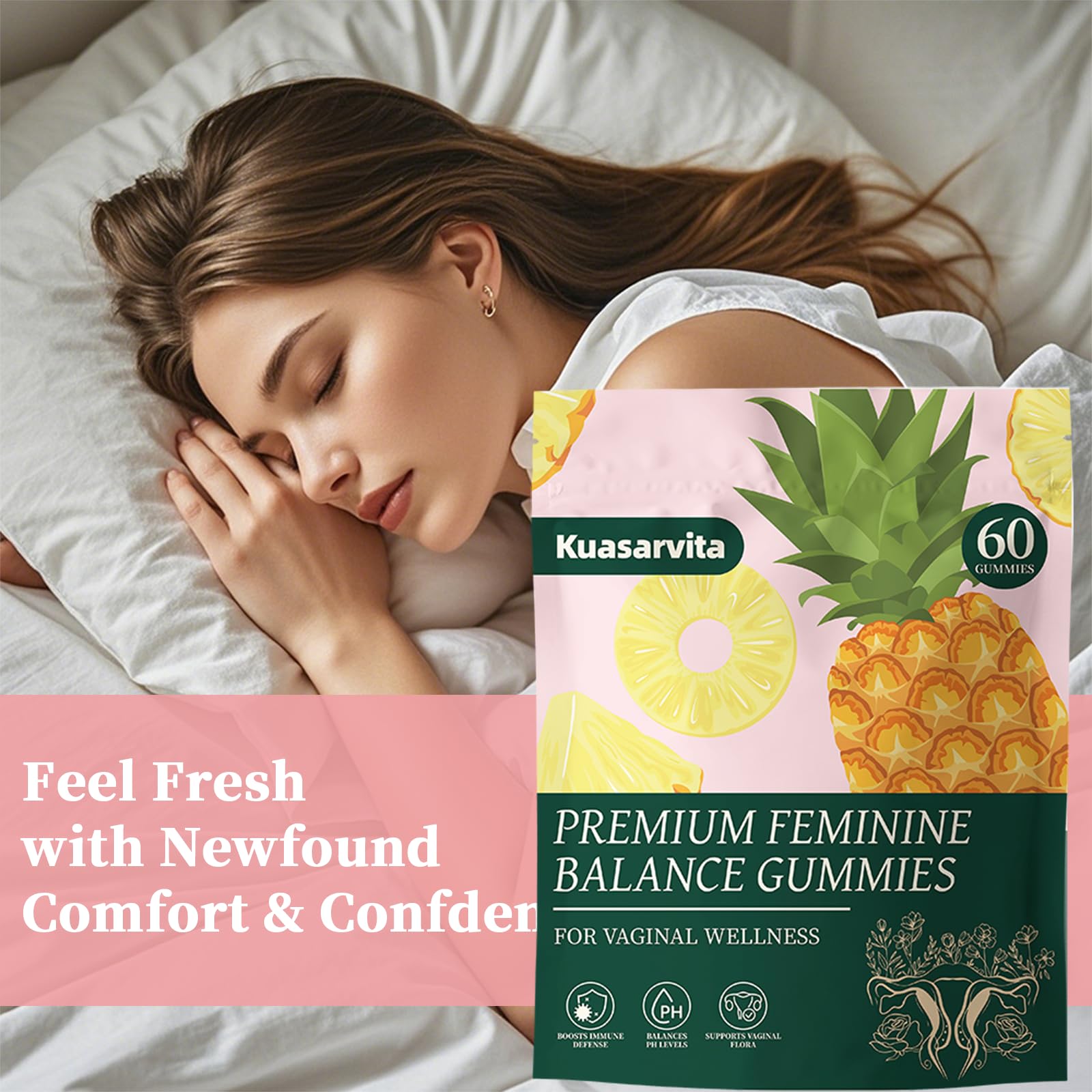 Premium Feminine Balance Gummies,Vital Vaginal Probiotics Source Feminine Gummies,Probiotic Gummies for Prenatal & Postnatal Women - Probiotics for Digestion, pH Balance, Gut Health, Immune Support Kuasarvita buy supplements canada