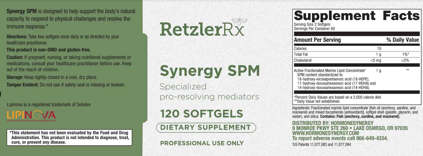 Specialized Pro Resolving Mediators - Synergy SPM by RetzlerRx® - SPM's for Joint Comfort, Tissue Health & Minor Discomfort Relief* - Non-GMO - Gluten Free - 120 Softgels HormoneSynergy buy supplements canada