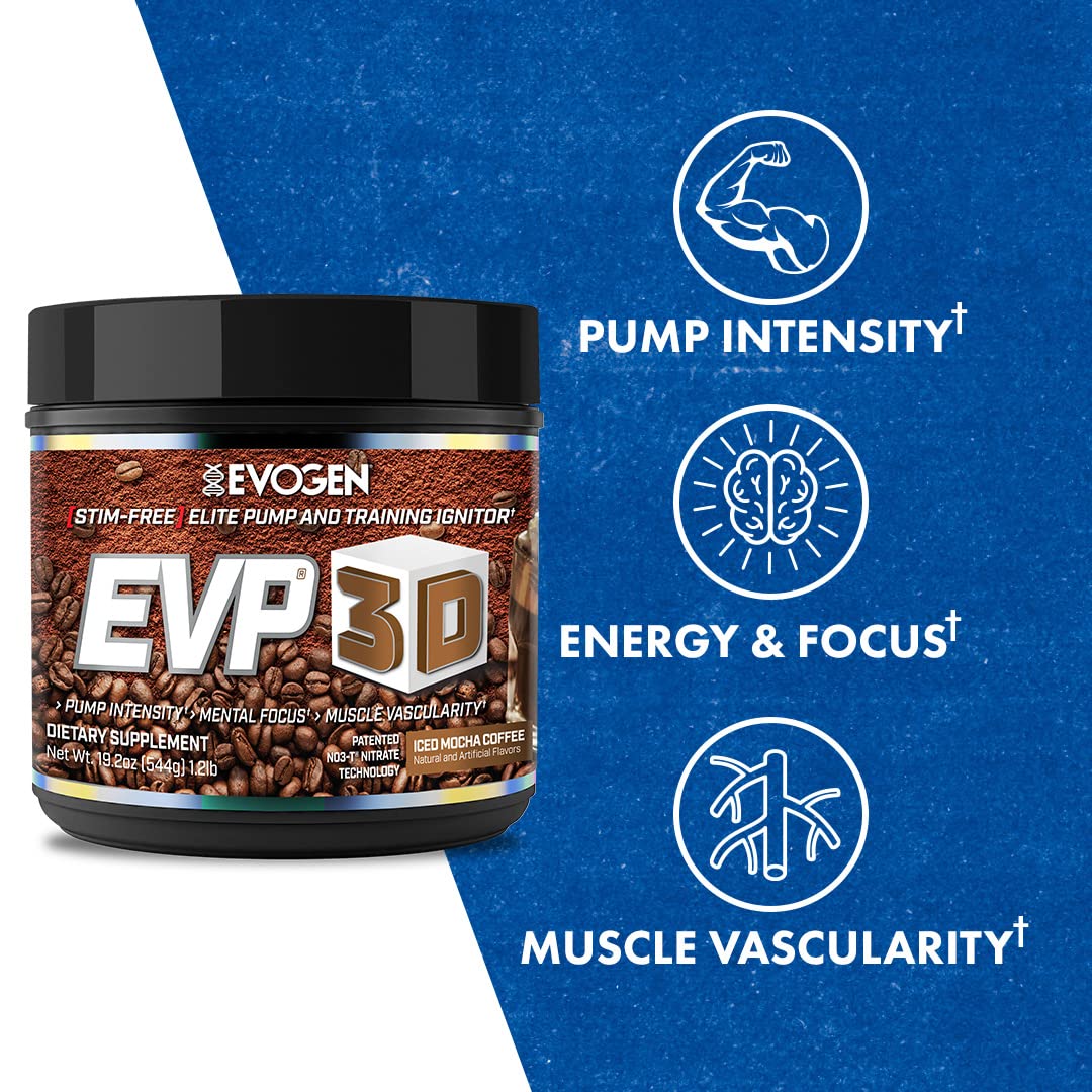 Evogen EVP 3D Iced Moche Coffee | Xtreme Stimulant Free Pre-Workout Powder Arginine Evogen buy supplements canada